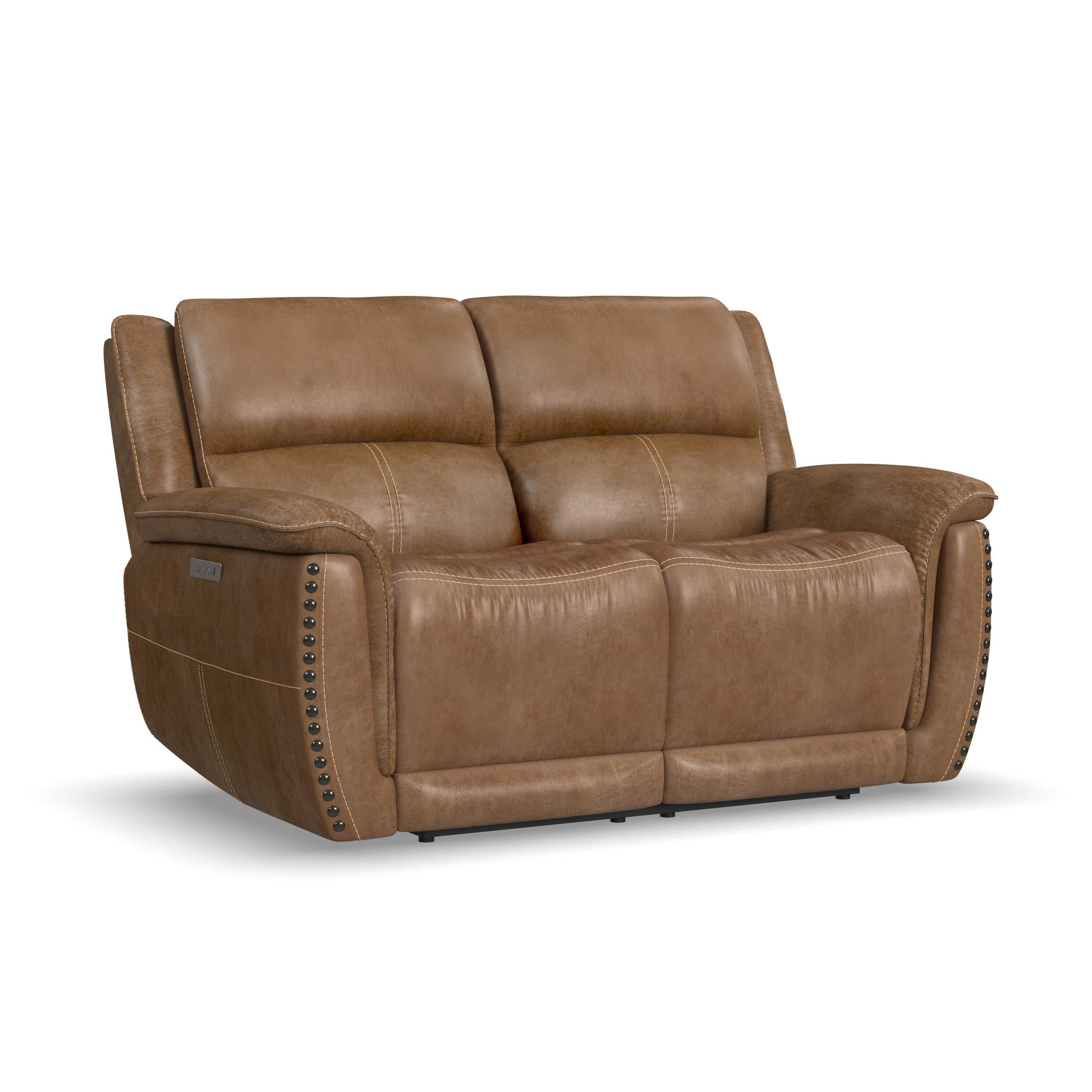 Beau Silt Fabric Power Reclining Loveseat with Power Headrests