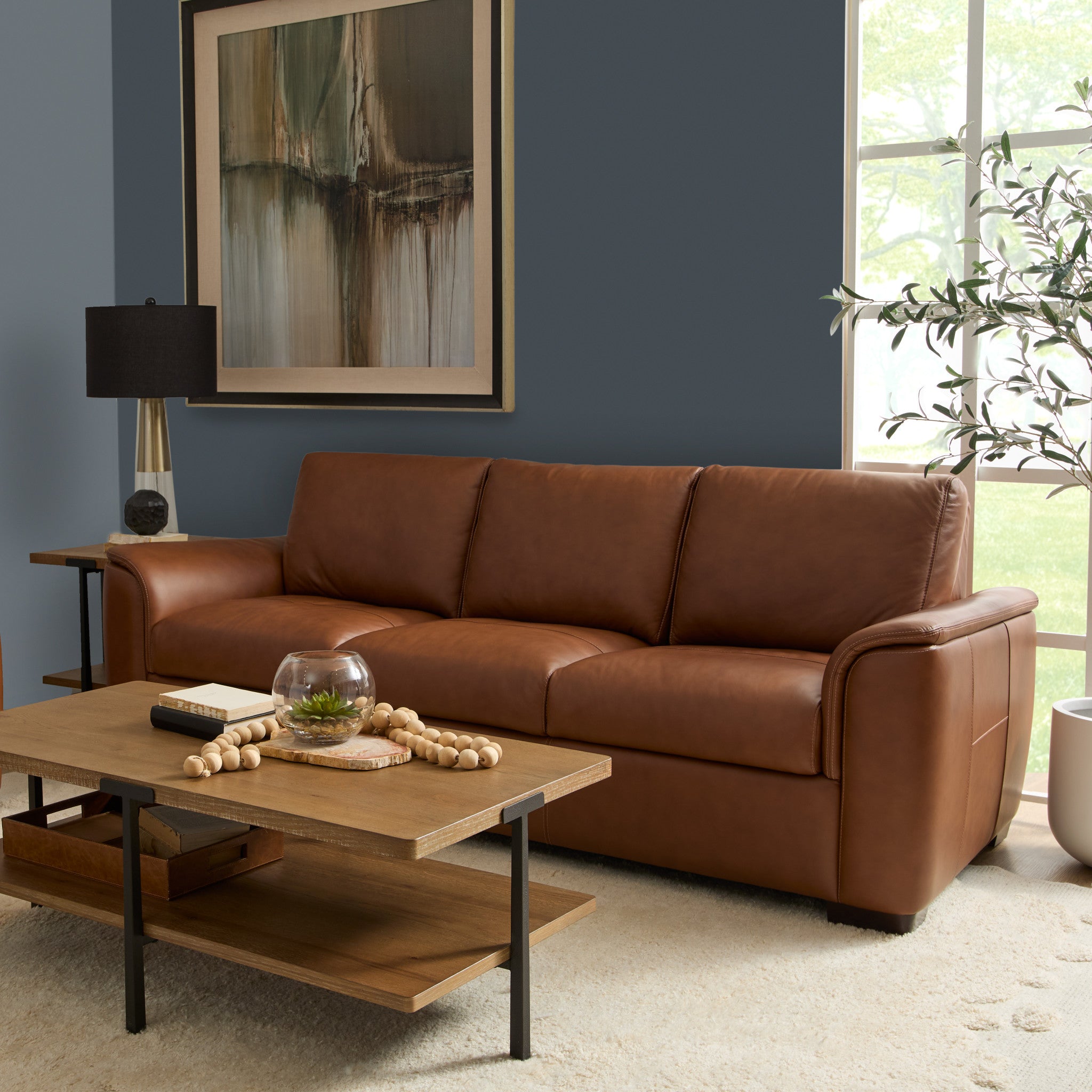 Henry Caramel Leather Sofa