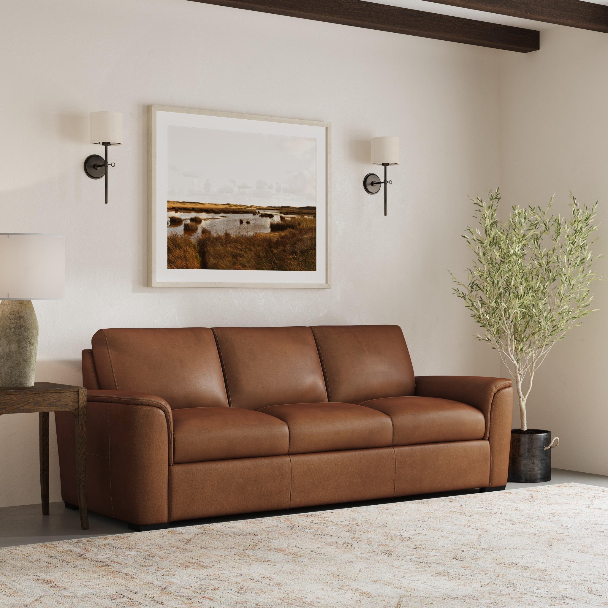 Henry Caramel Leather Sofa