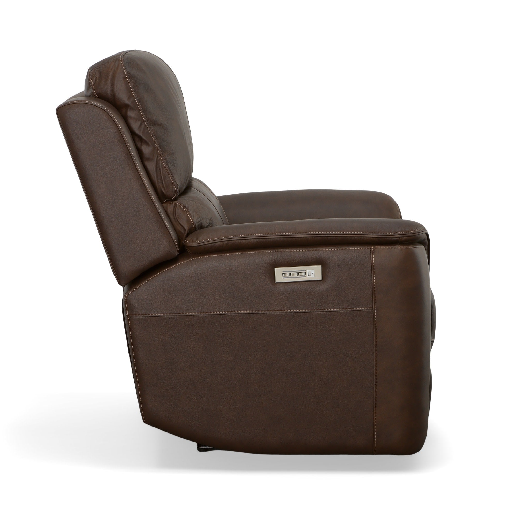 Henry Burnt Umber Leather Power Recliner with Power Headrest & Lumbar