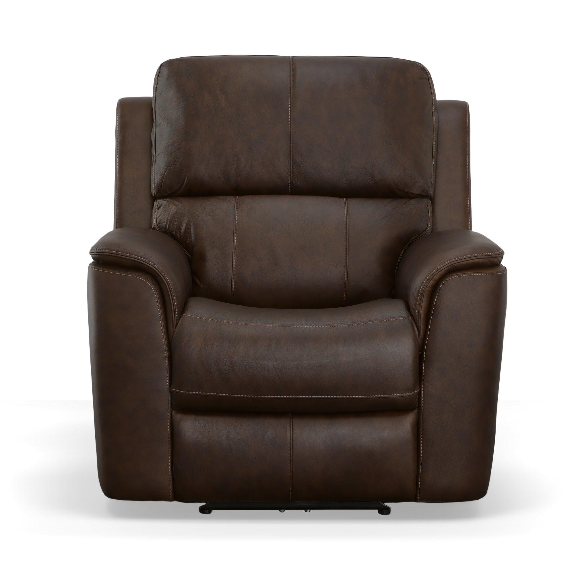 Henry Burnt Umber Leather Power Recliner with Power Headrest & Lumbar