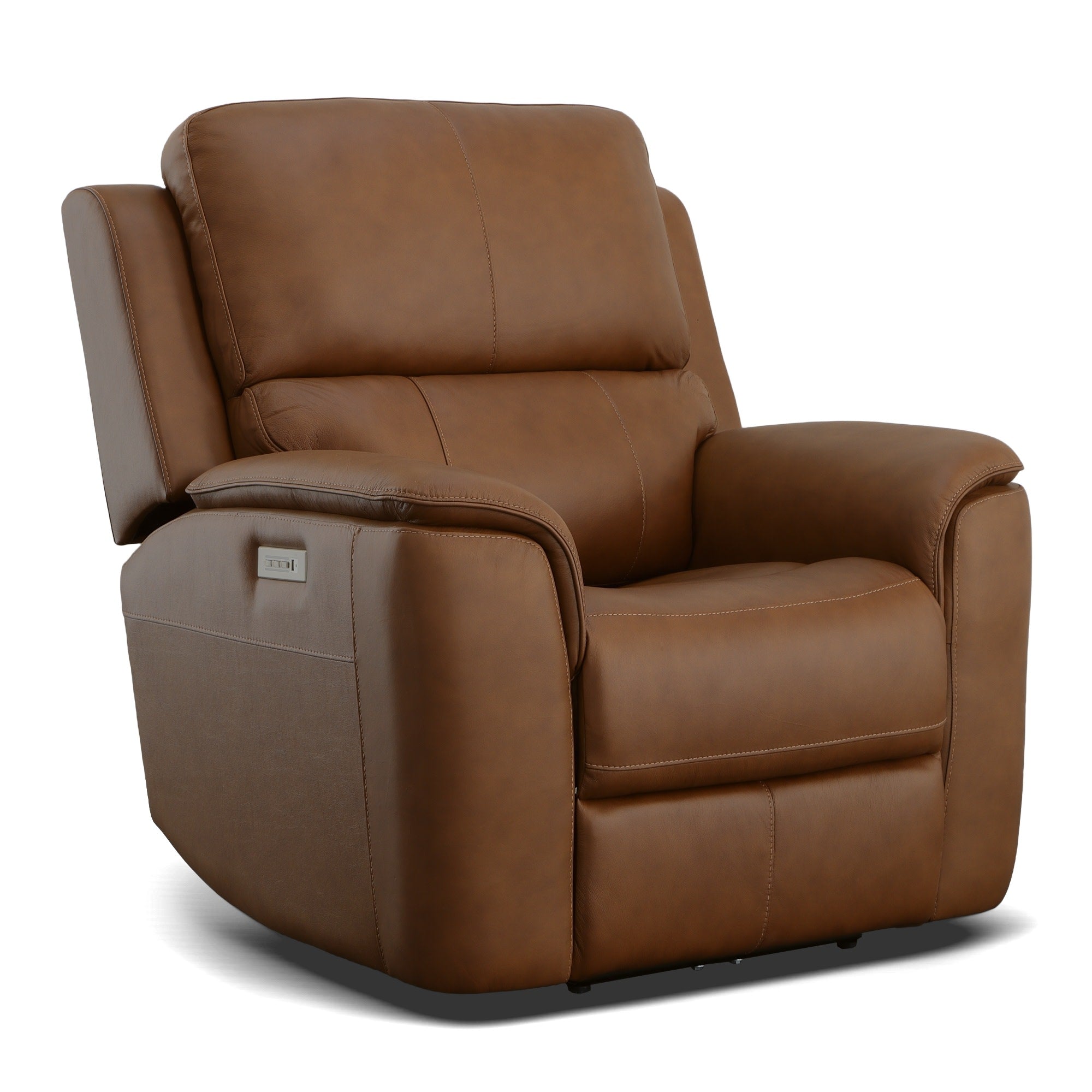 Henry Caramel Leather Power Recliner with Power Headrest & Lumbar