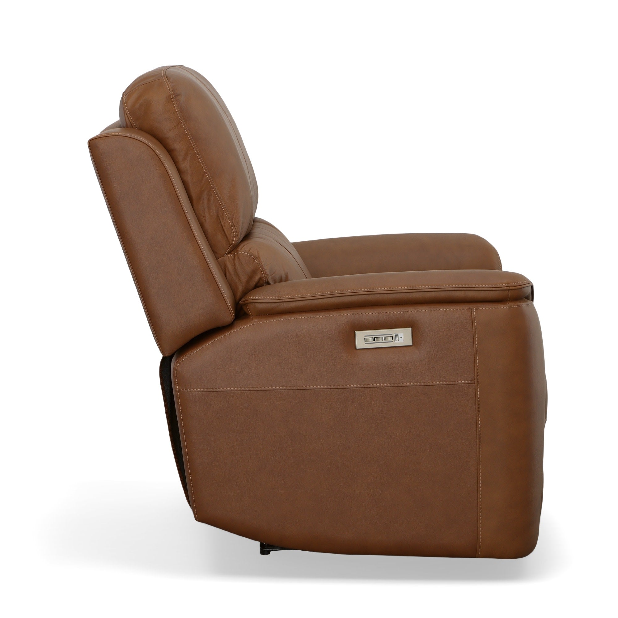 Henry Caramel Leather Power Recliner with Power Headrest & Lumbar