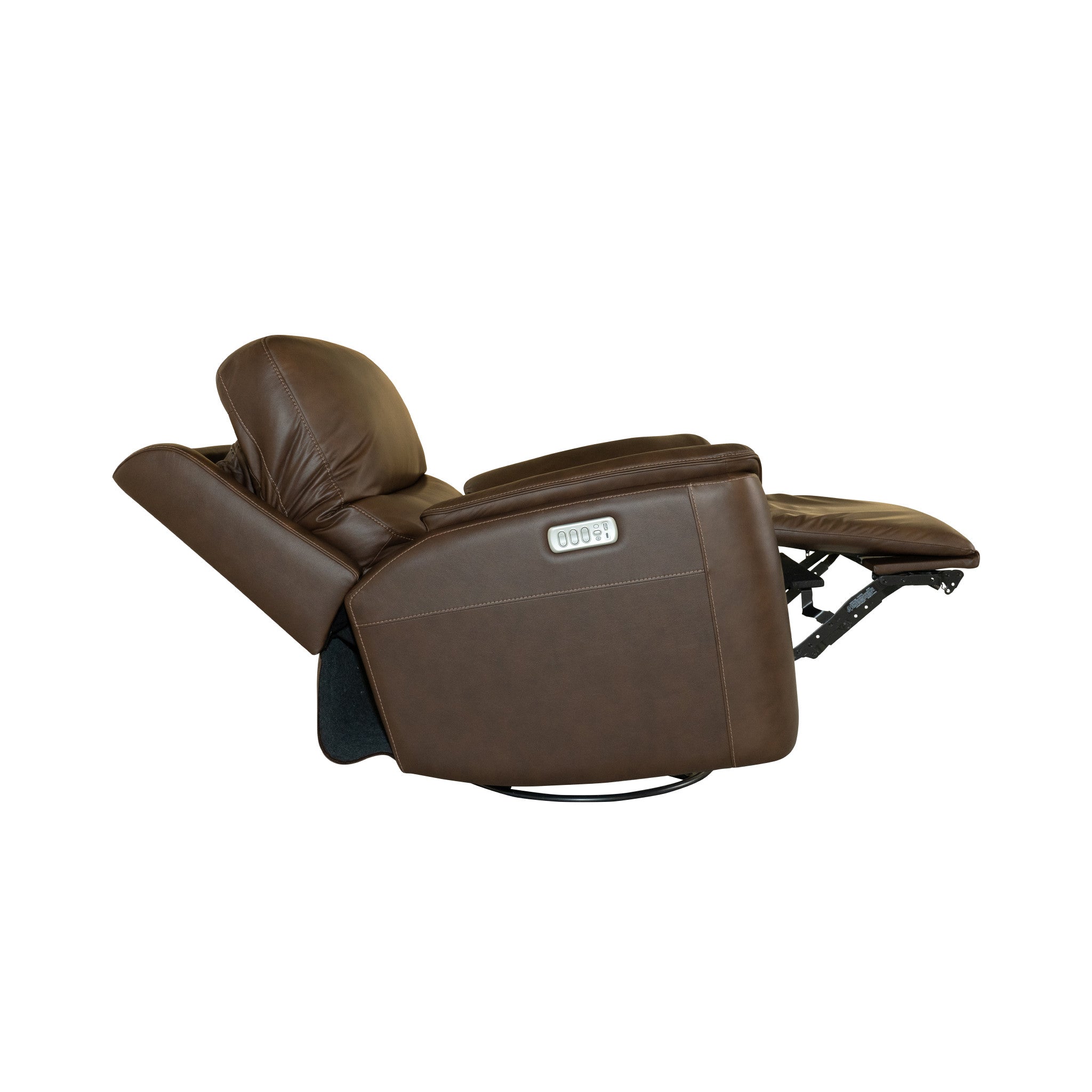 Henry Burnt Umber Leather Power Swivel Gliding Recliner with Power Headrest, Lumbar, Heat & Massage