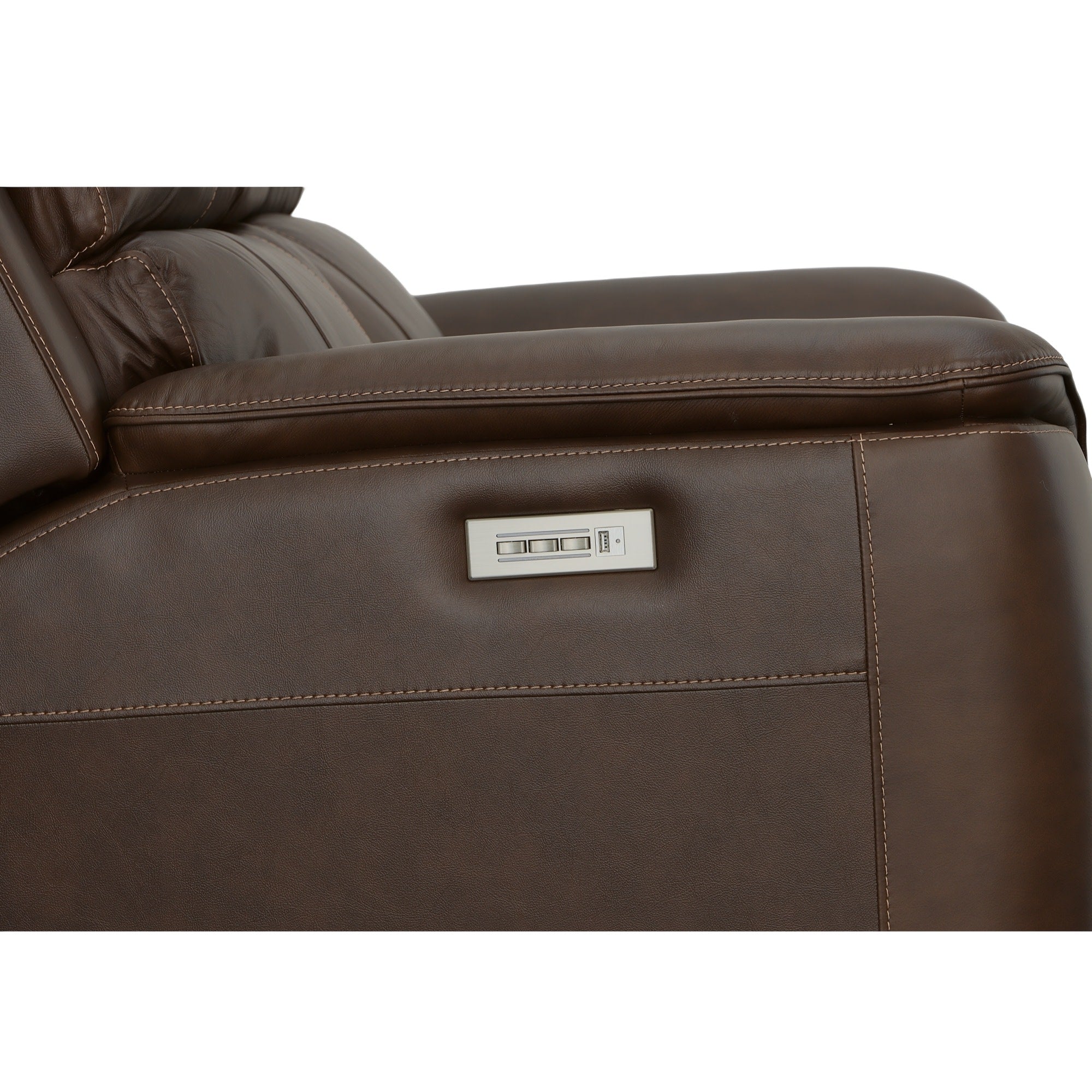 Henry Burnt Umber Leather Power Reclining Loveseat with Power Headrests & Lumbar