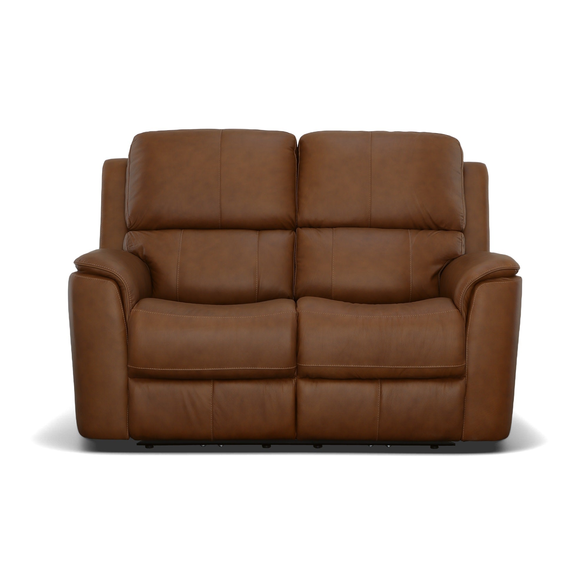 Henry Caramel Leather Power Reclining Loveseat with Power Headrests & Lumbar