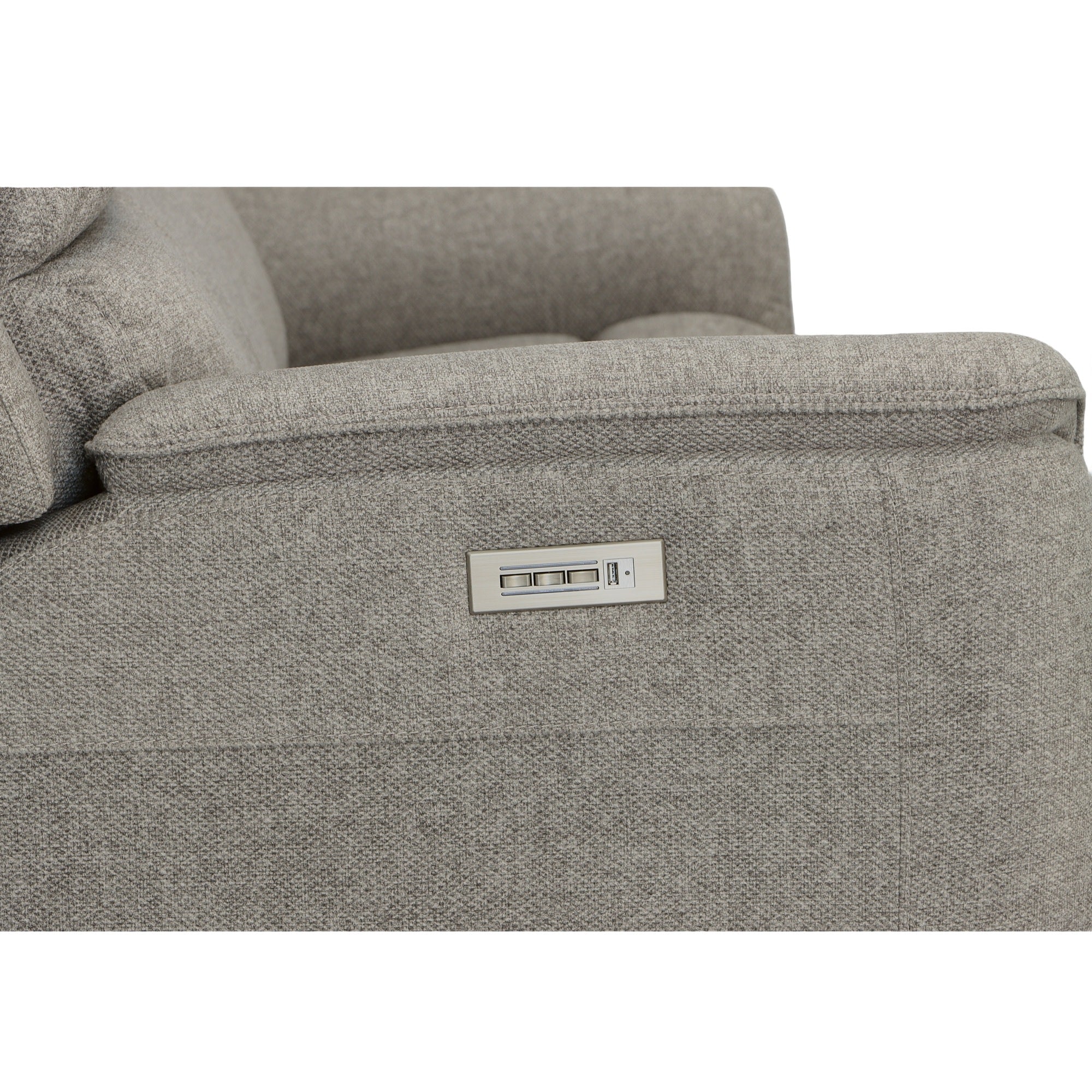 Henry Fog Fabric Power Reclining Sofa with Power Headrests & Lumbar