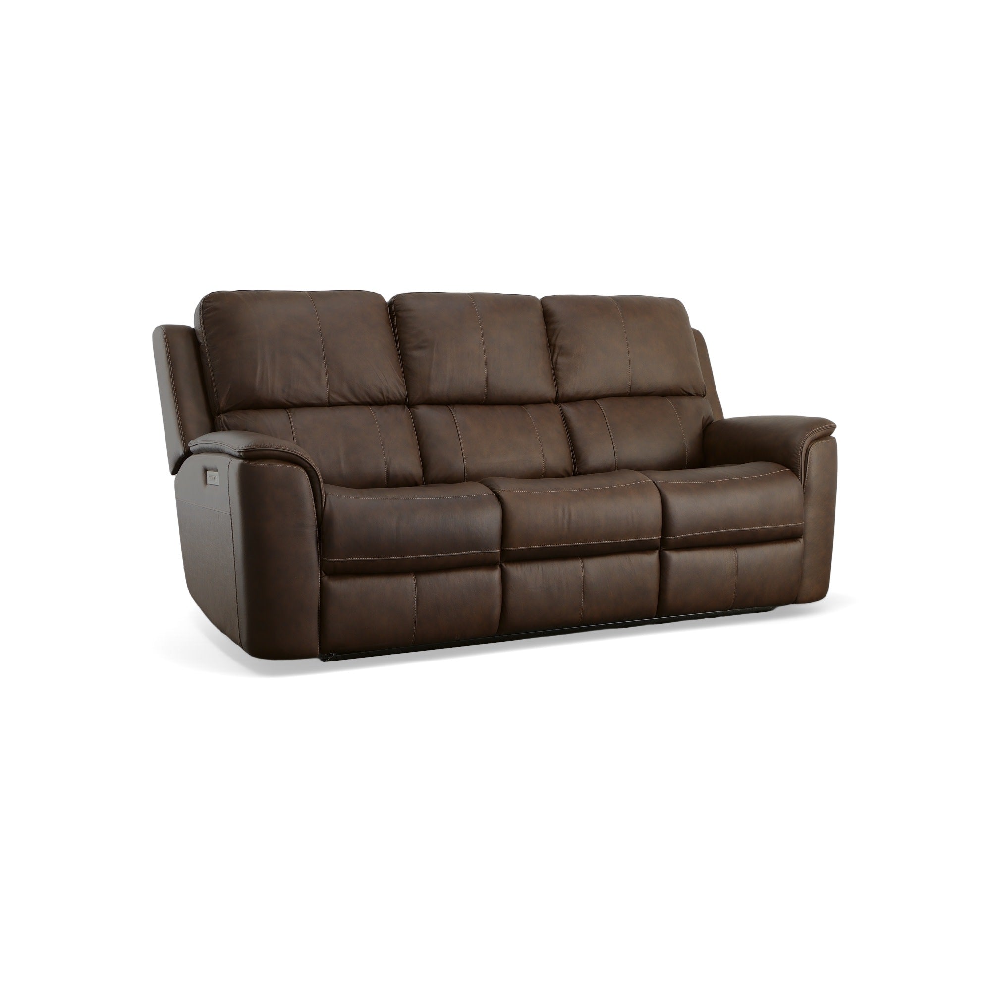 Henry Burnt Umber Leather Power Reclining Sofa with Power Headrests & Lumbar