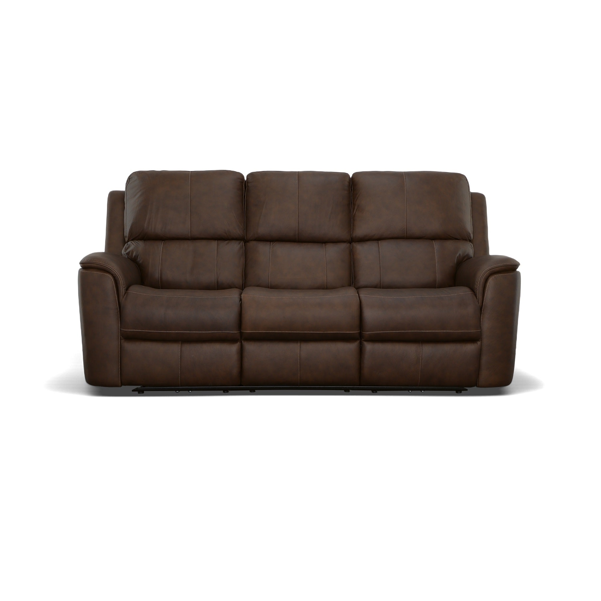 Henry Burnt Umber Leather Power Reclining Sofa with Power Headrests & Lumbar