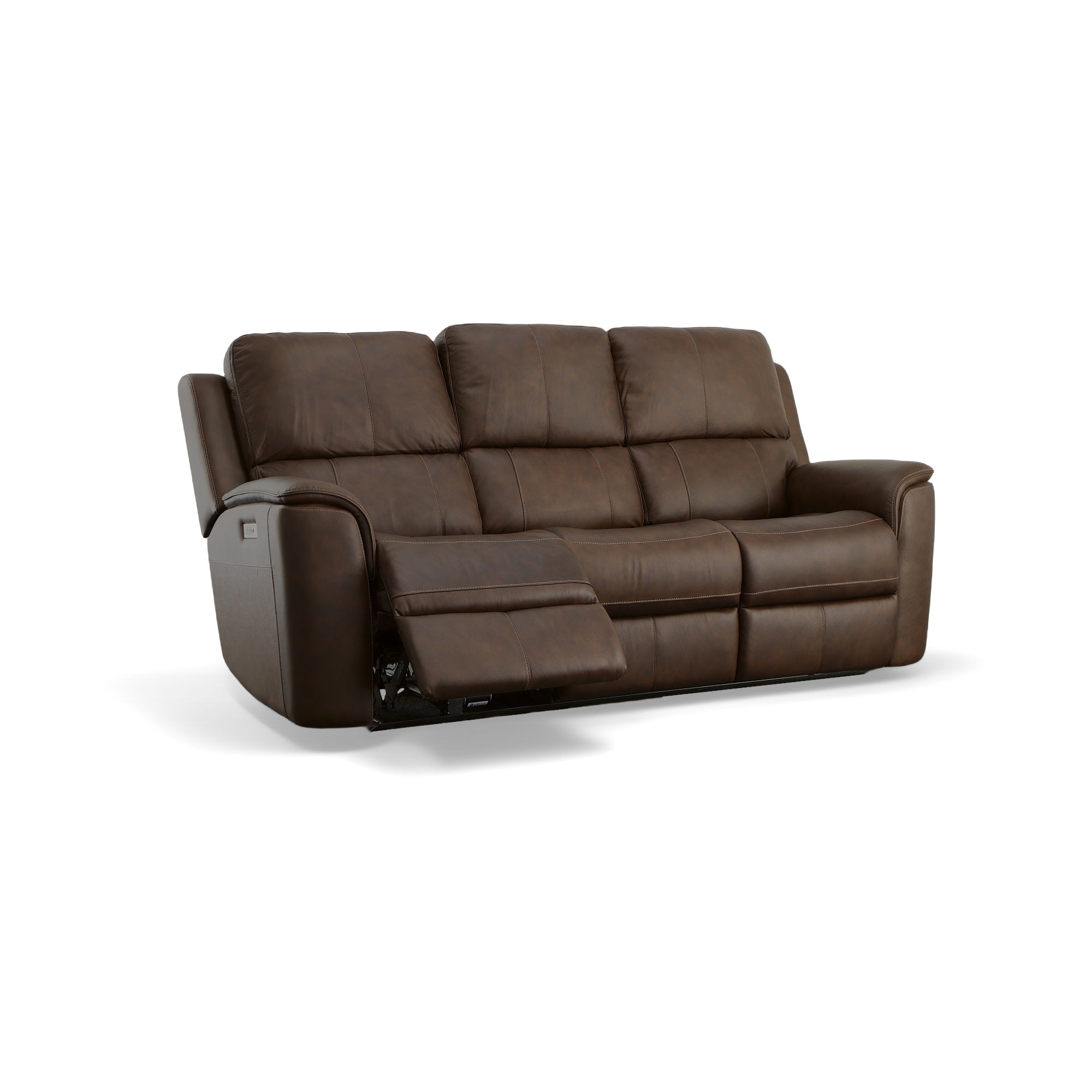 Henry Burnt Umber Leather Power Reclining Sofa with Power Headrests & Lumbar