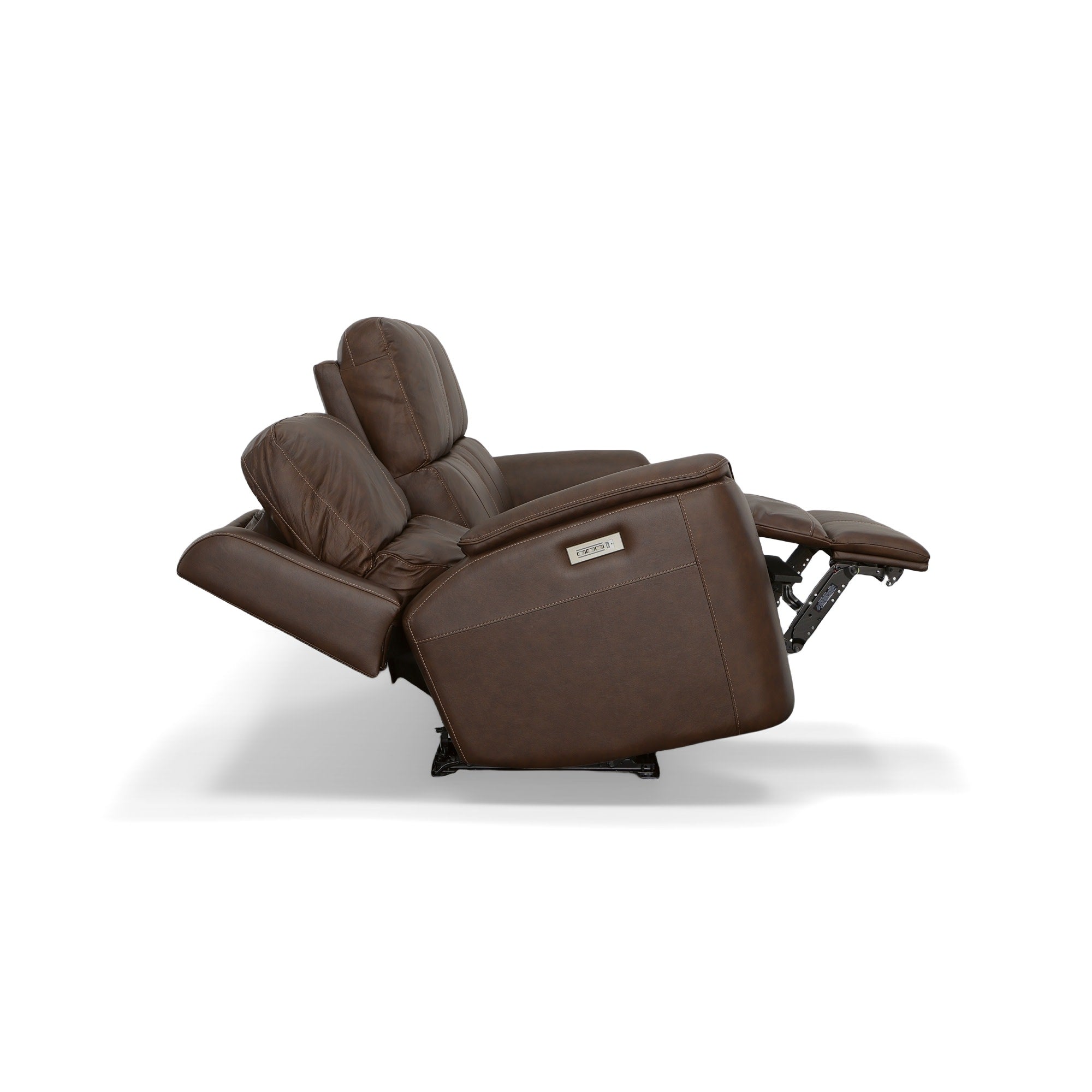 Henry Burnt Umber Leather Power Reclining Sofa with Power Headrests & Lumbar