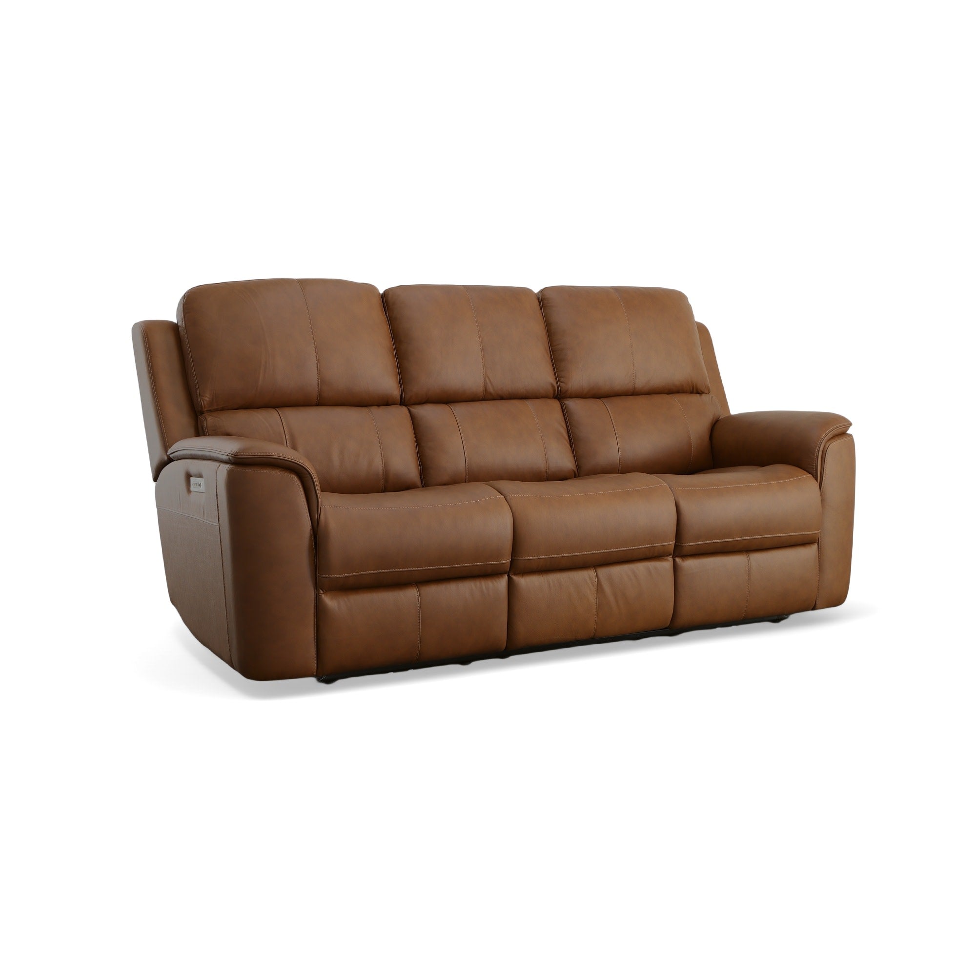 Henry Caramel Leather Power Reclining Sofa with Power Headrests & Lumbar