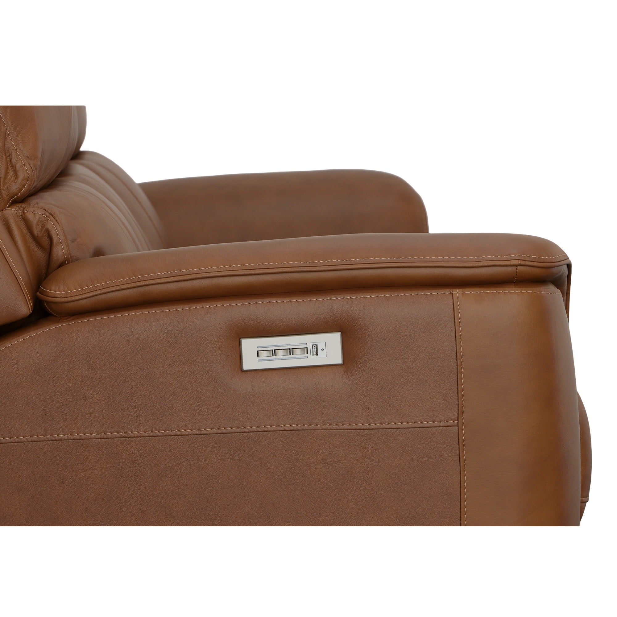 Henry Caramel Leather Power Reclining Sofa with Power Headrests & Lumbar