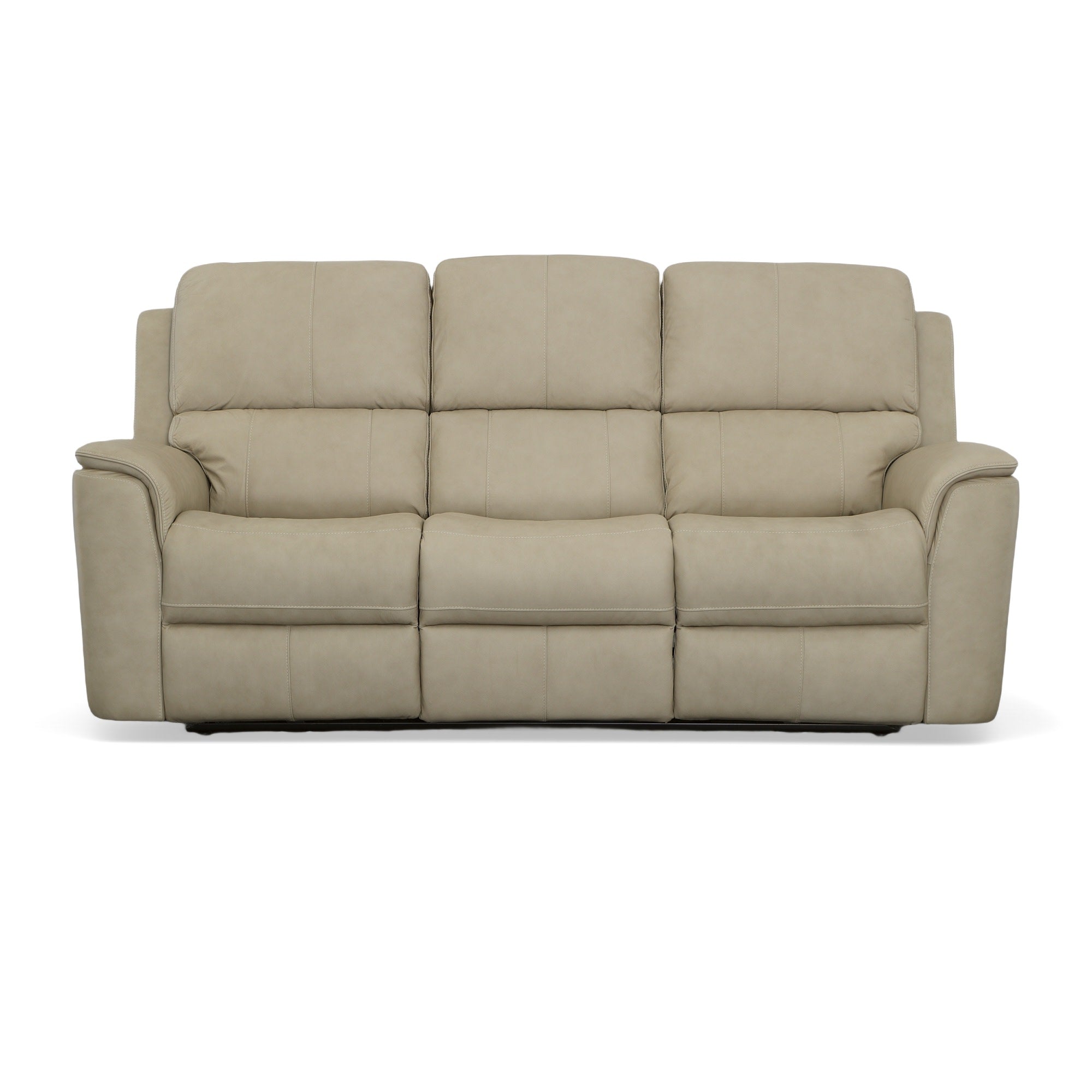 Henry Beige Leather Power Reclining Sofa with Power Headrests & Lumbar