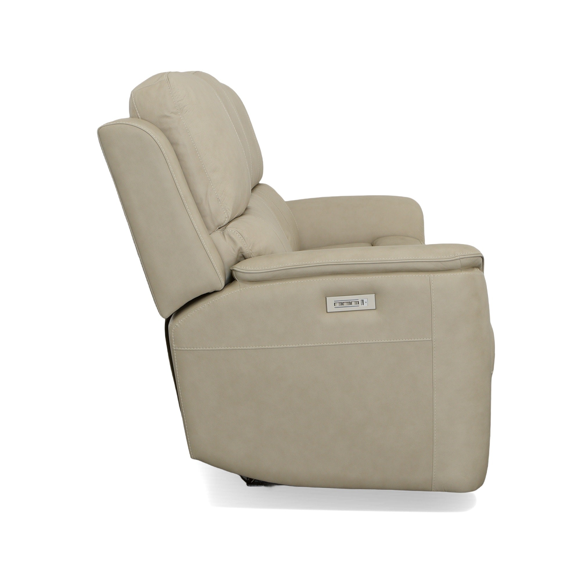 Henry Beige Leather Power Reclining Sofa with Power Headrests & Lumbar