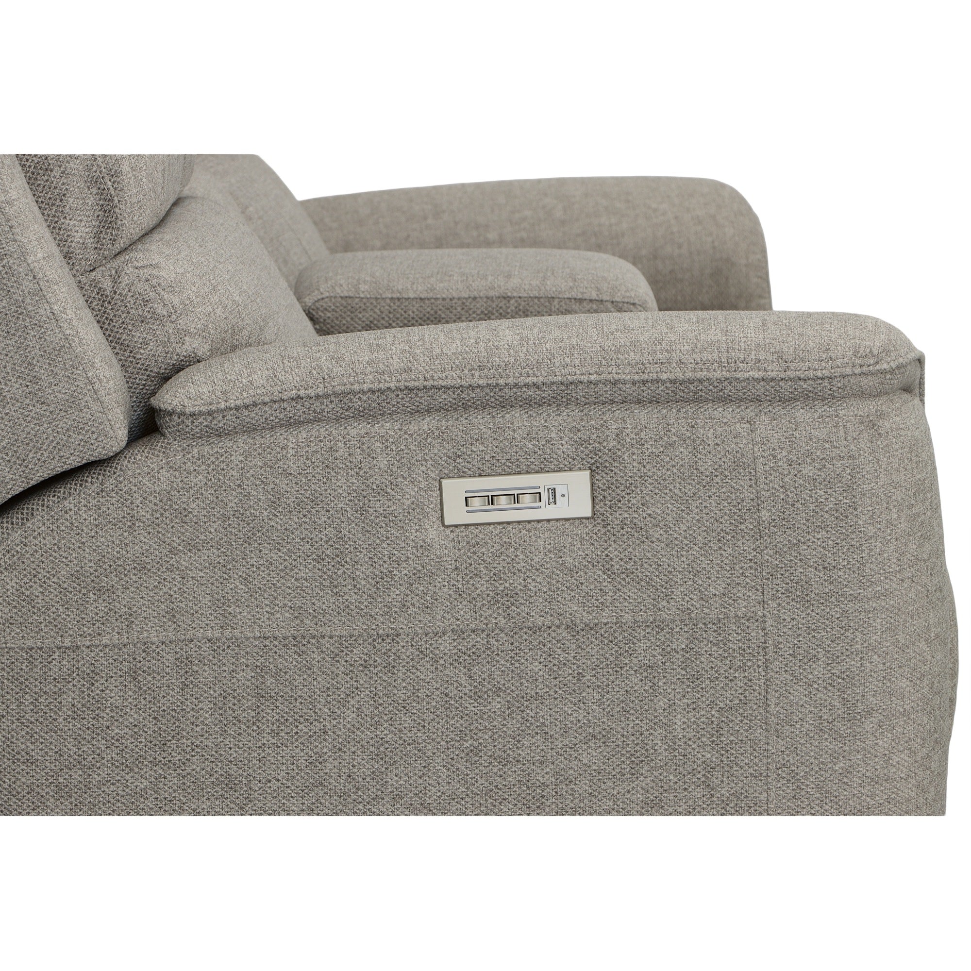 Henry Fog Fabric Power Reclining Loveseat with Console & Power Headrests & Lumbar