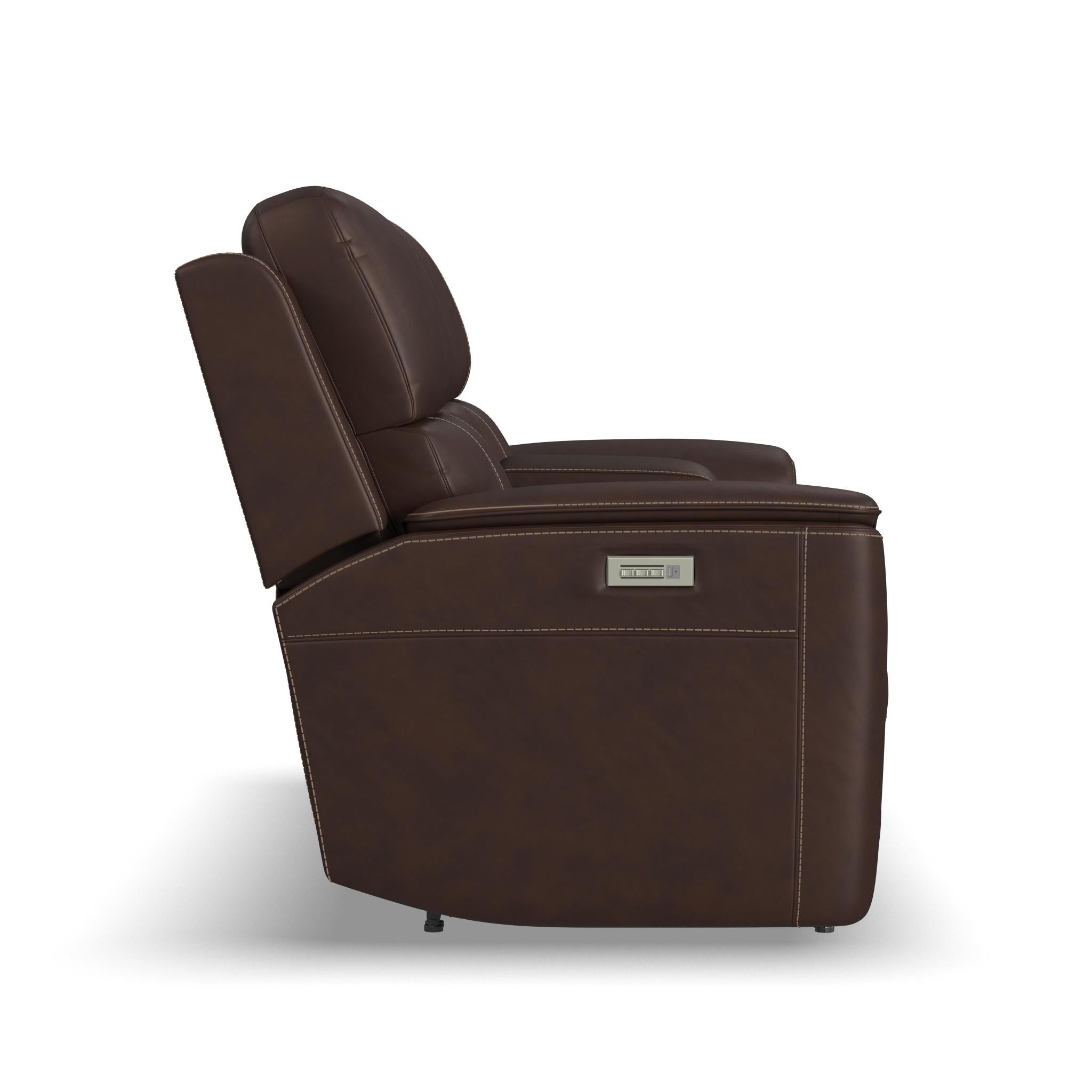 Henry Burnt Umber Leather Power Reclining Loveseat with Console & Power Headrests & Lumbar