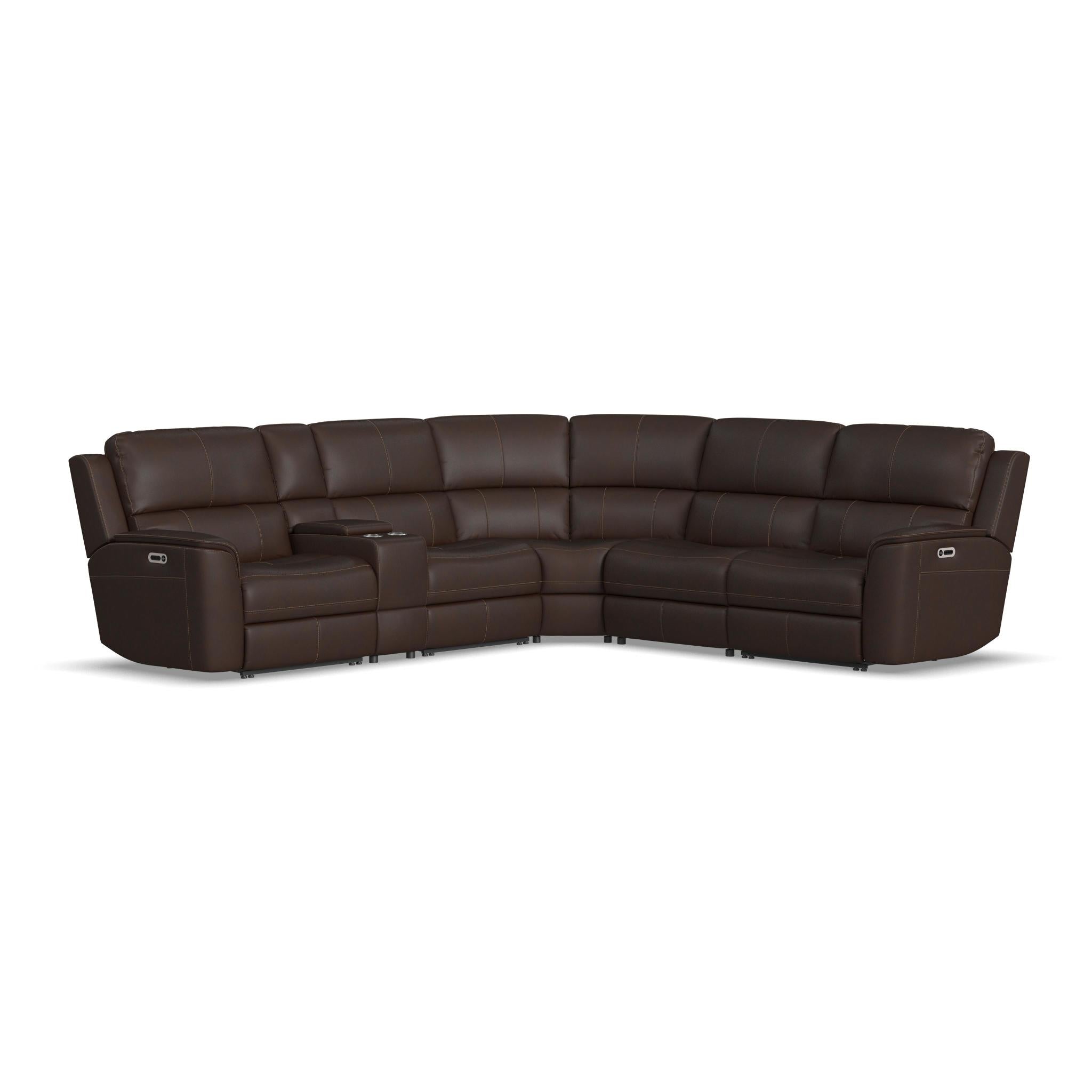 Henry Leather Power Reclining Sectional with Power Headrests & Lumbar