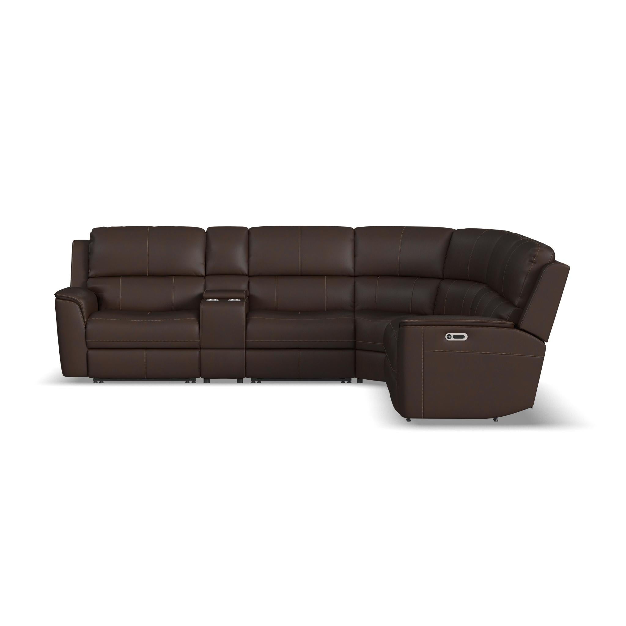 Henry Leather Power Reclining Sectional with Power Headrests & Lumbar