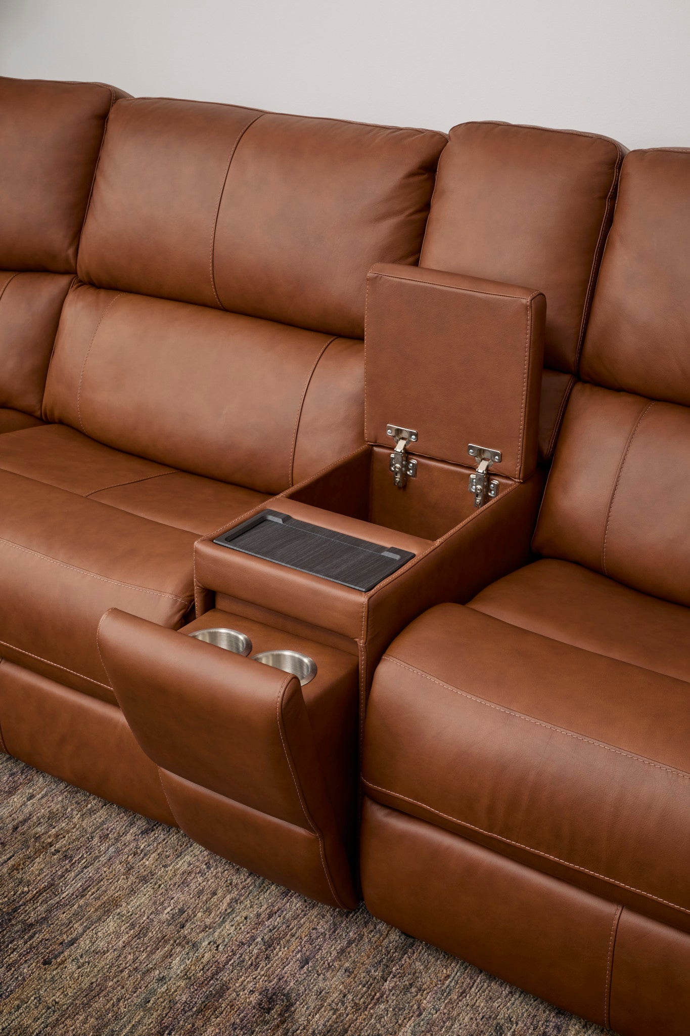 Henry Leather Power Reclining Sectional with Power Headrests & Lumbar