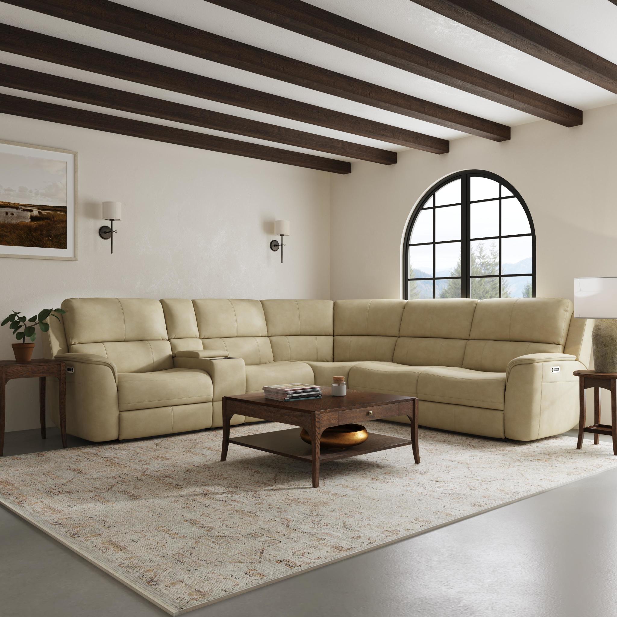 Henry Leather Power Reclining Sectional with Power Headrests & Lumbar