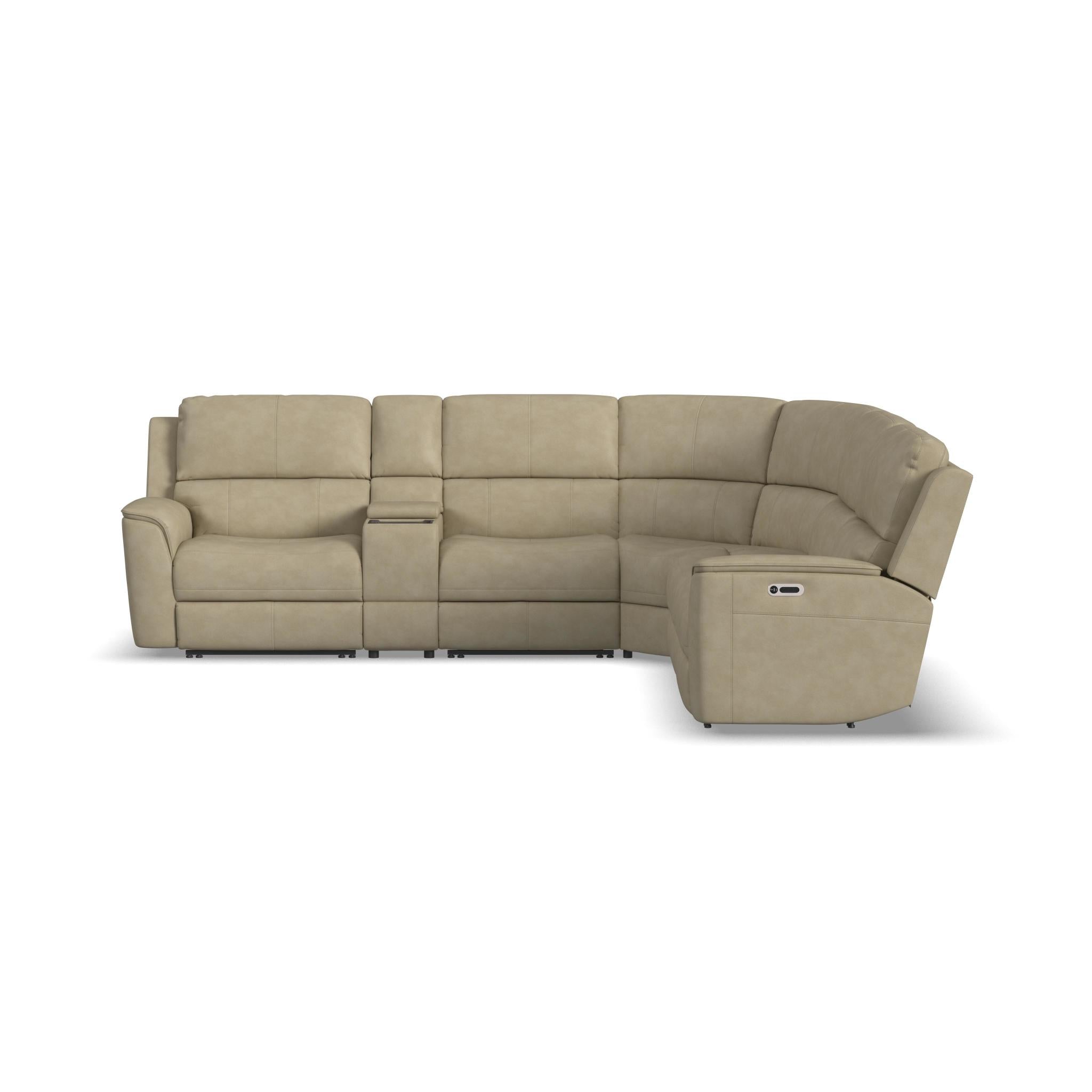 Henry Leather Power Reclining Sectional with Power Headrests & Lumbar