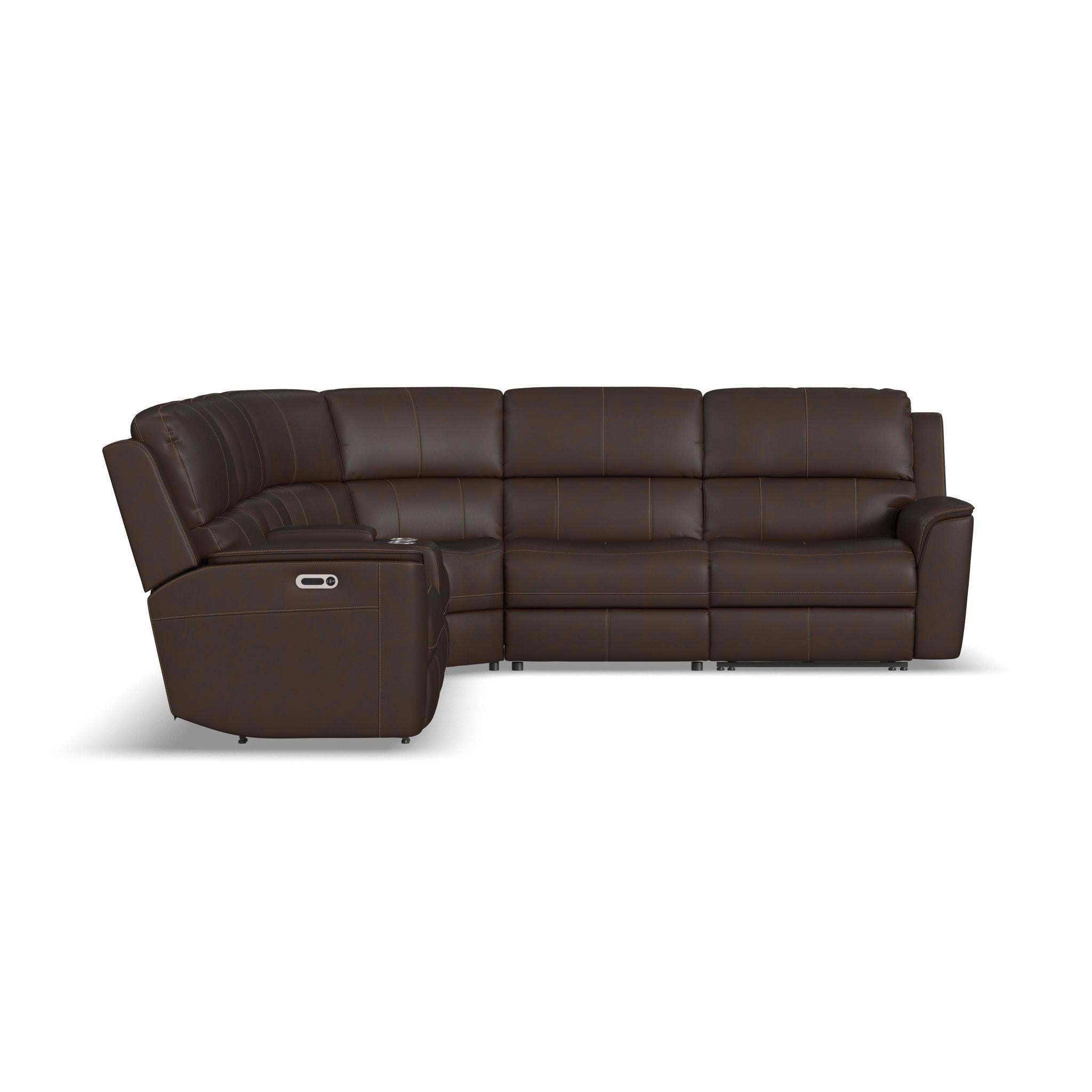 Henry Leather Power Reclining Sectional with Power Headrests & Lumbar