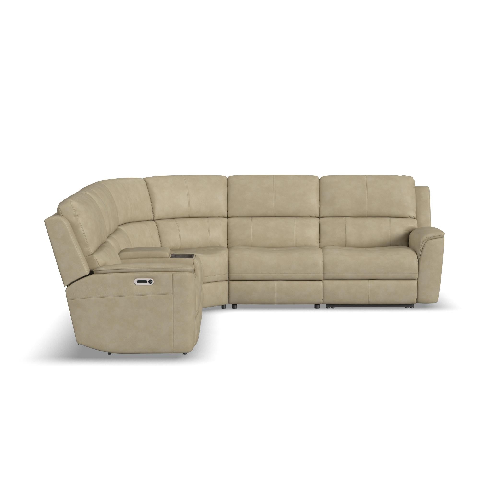 Henry Leather Power Reclining Sectional with Power Headrests & Lumbar