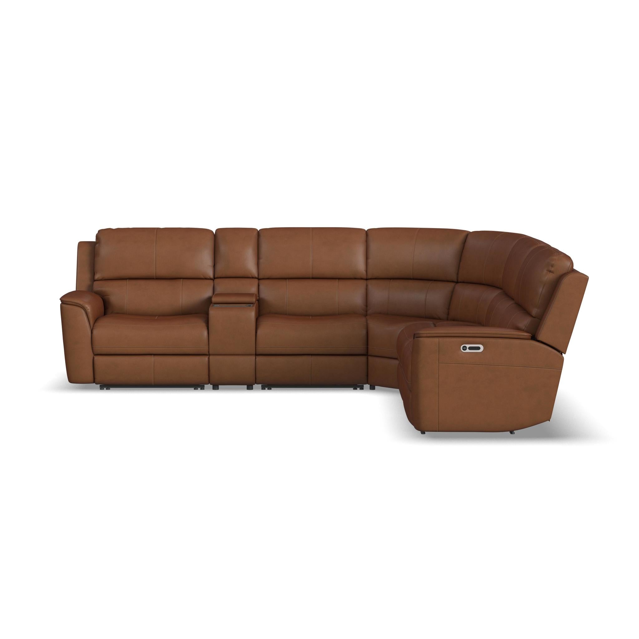 Henry Leather Power Reclining Sectional with Power Headrests & Lumbar