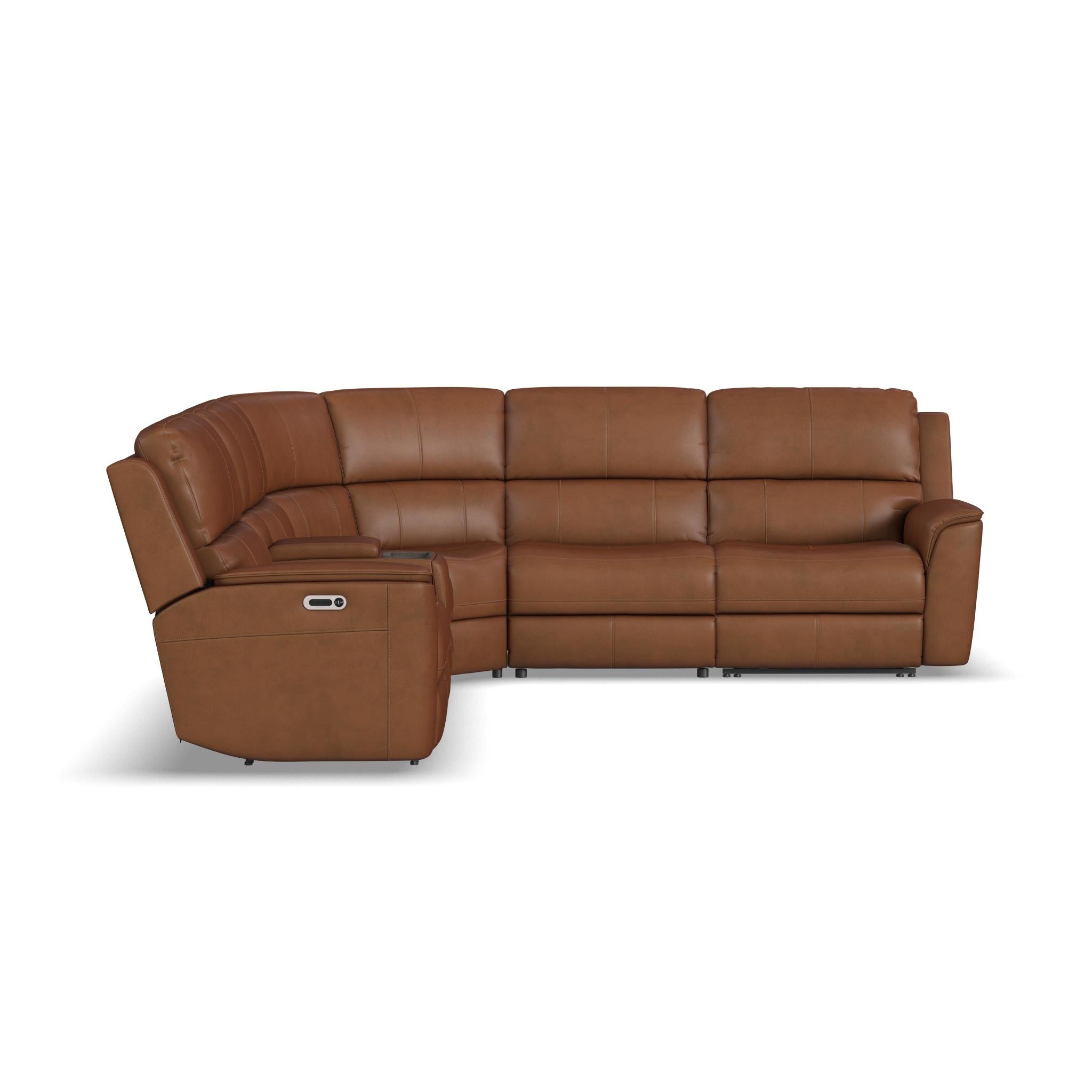 Henry Leather Power Reclining Sectional with Power Headrests & Lumbar