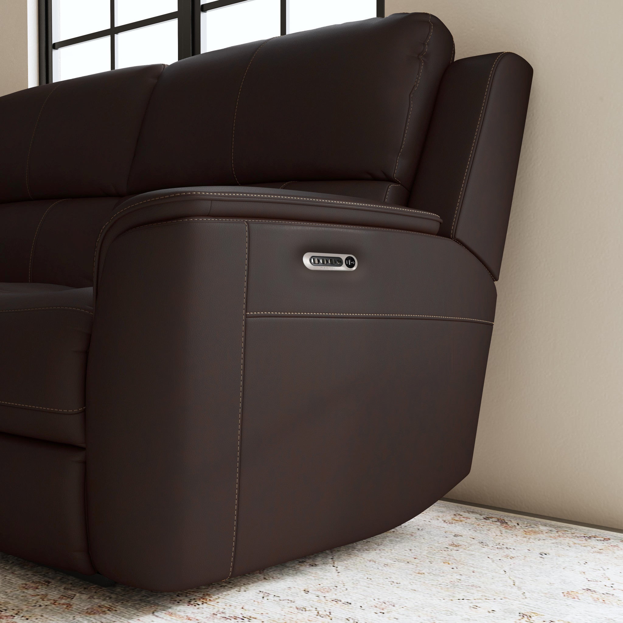 Henry Leather Power Reclining Sectional with Power Headrests & Lumbar