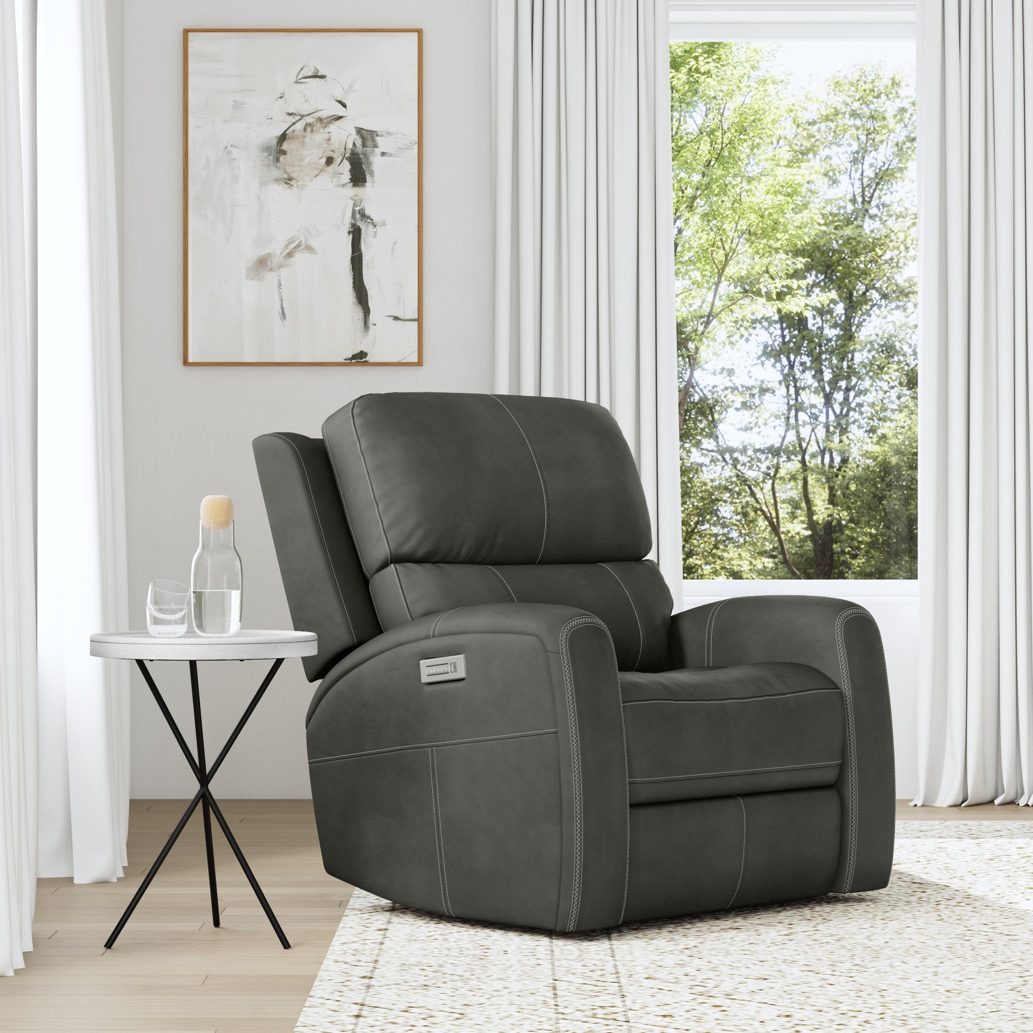 Linden Leather Power Recliner with Power Headrest & Lumbar