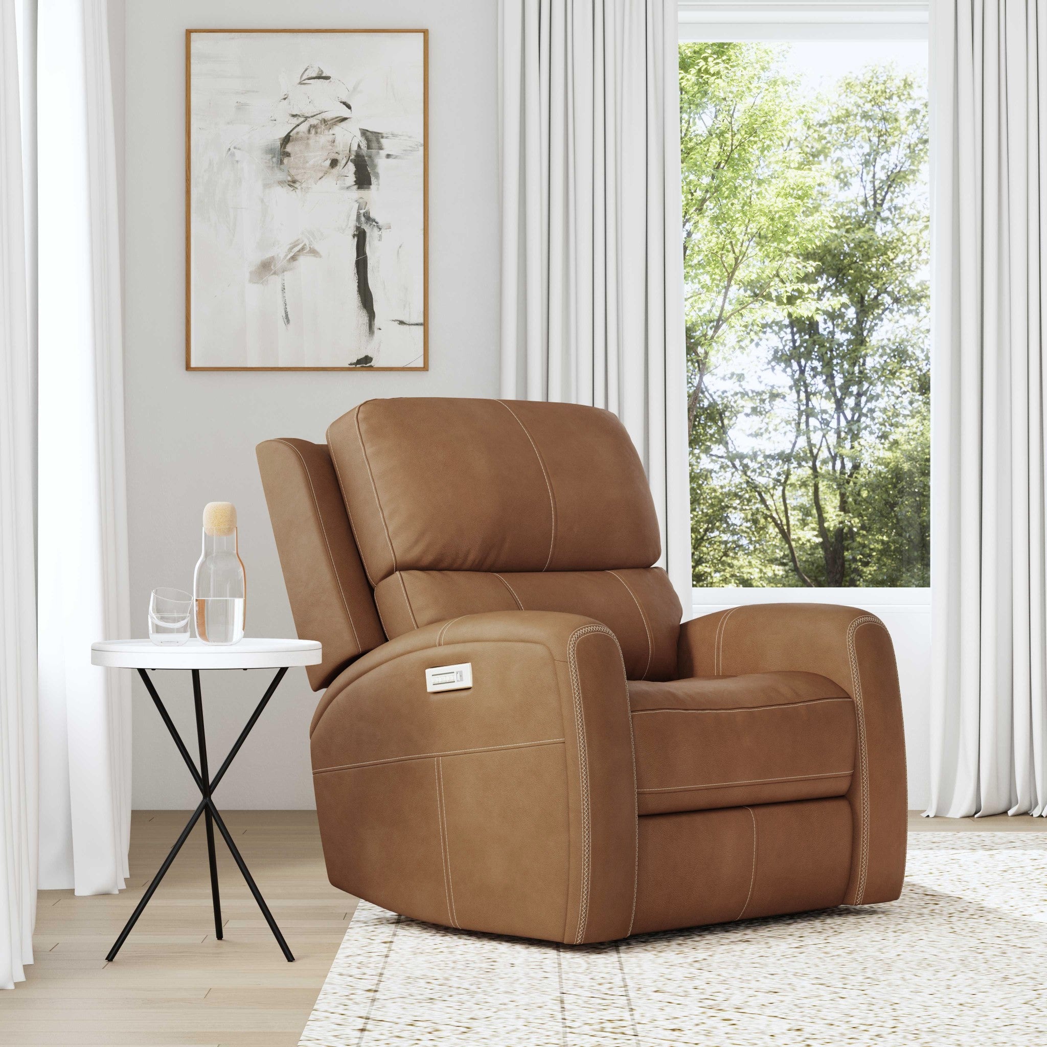 Linden Leather Power Recliner with Power Headrest & Lumbar