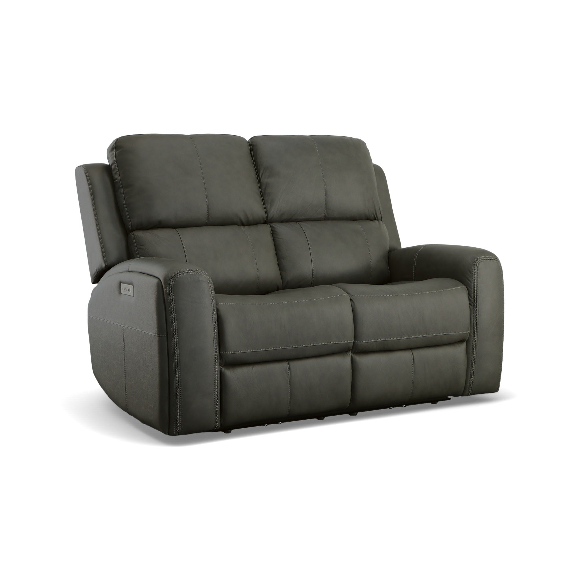 Linden Leather Power Reclining Loveseat with Power Headrests & Lumbar