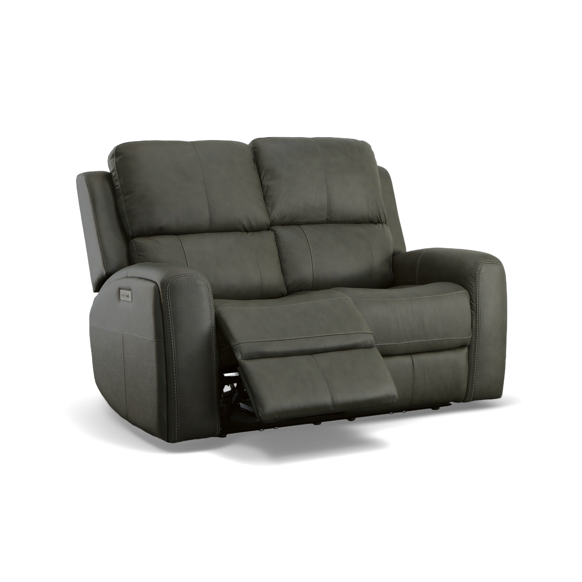 Linden Leather Power Reclining Loveseat with Power Headrests & Lumbar