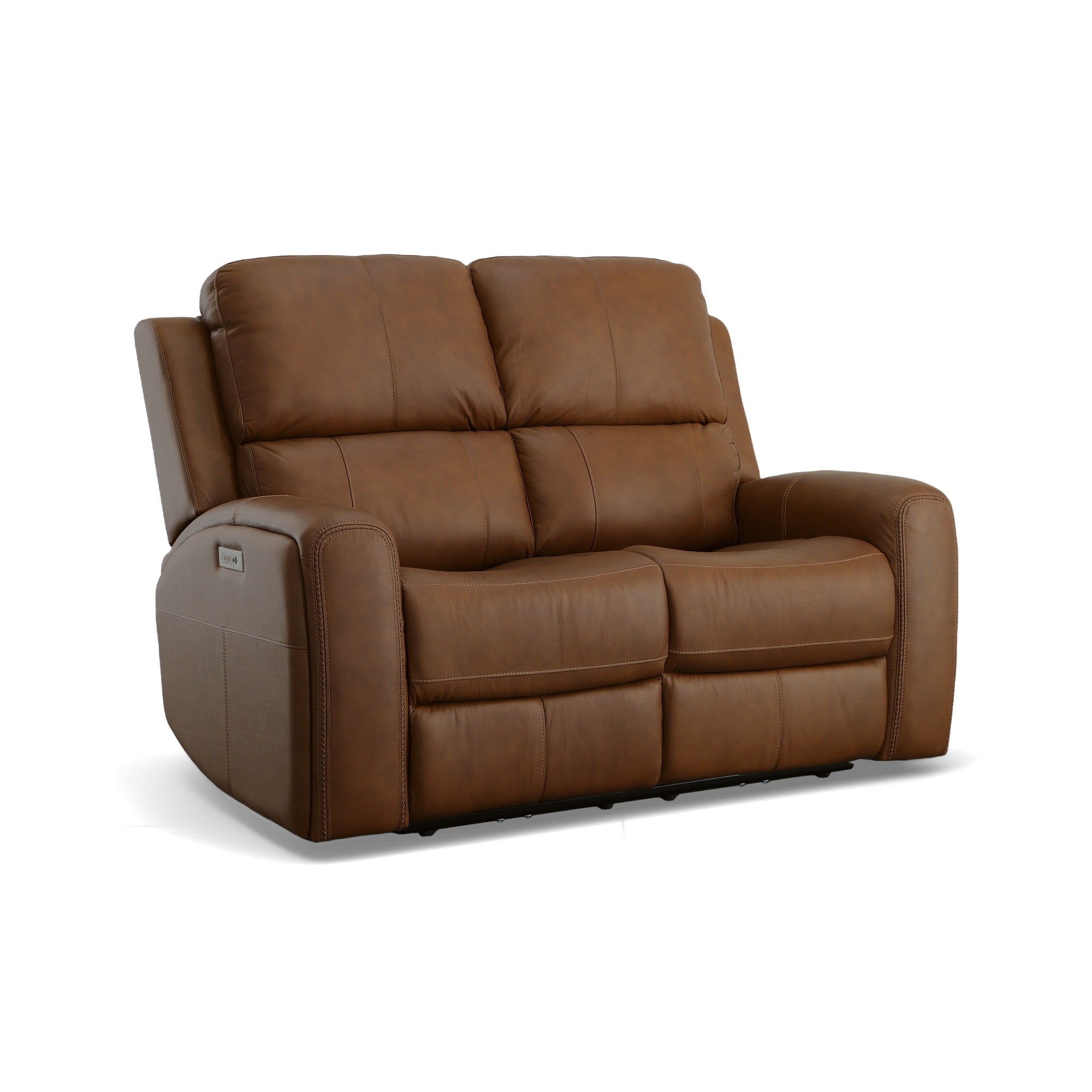 Linden Leather Power Reclining Loveseat with Power Headrests & Lumbar