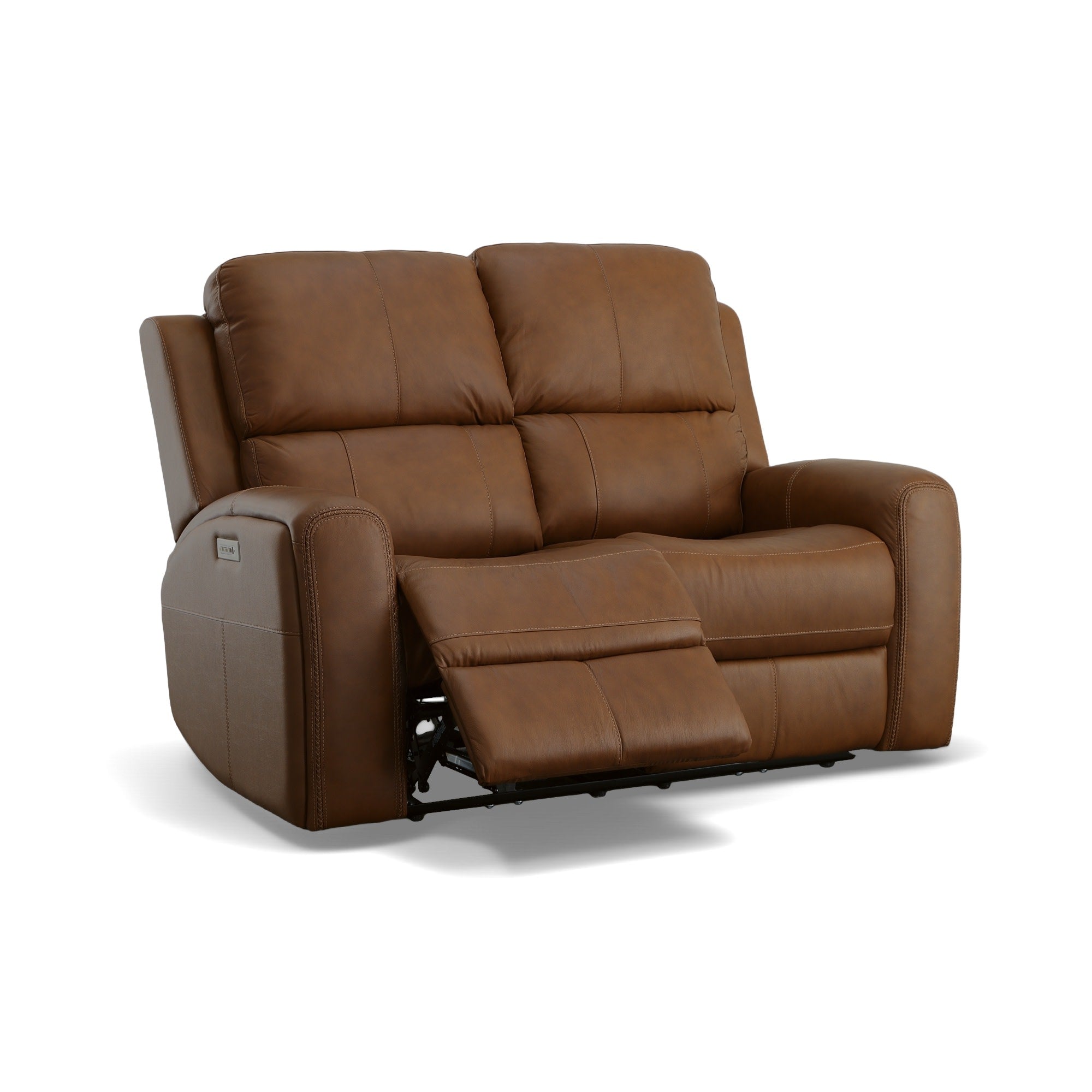 Linden Leather Power Reclining Loveseat with Power Headrests & Lumbar