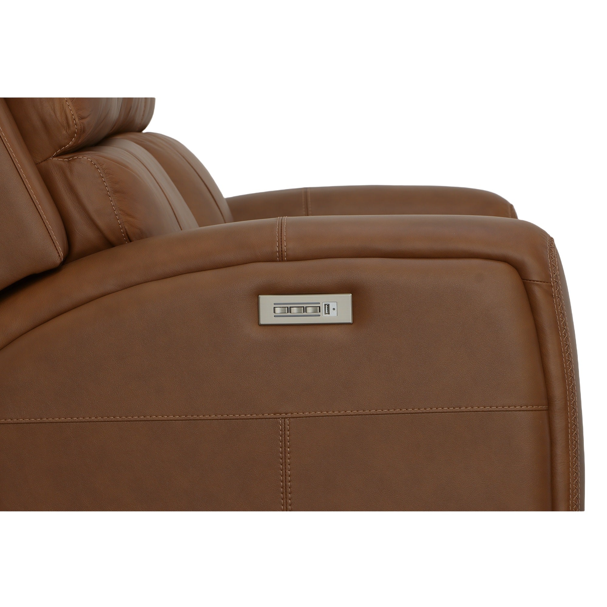 Linden Leather Power Reclining Loveseat with Power Headrests & Lumbar