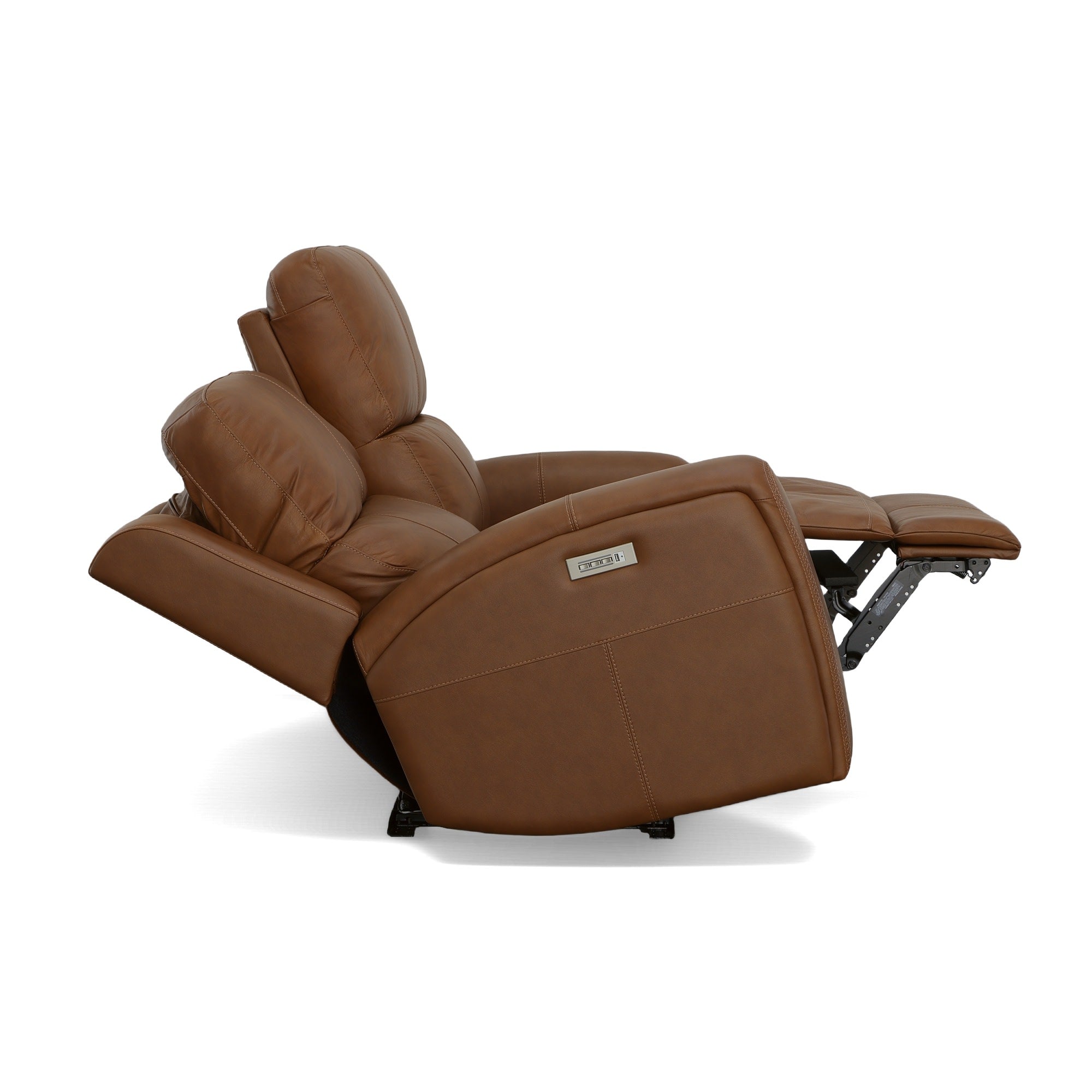 Linden Leather Power Reclining Loveseat with Power Headrests & Lumbar