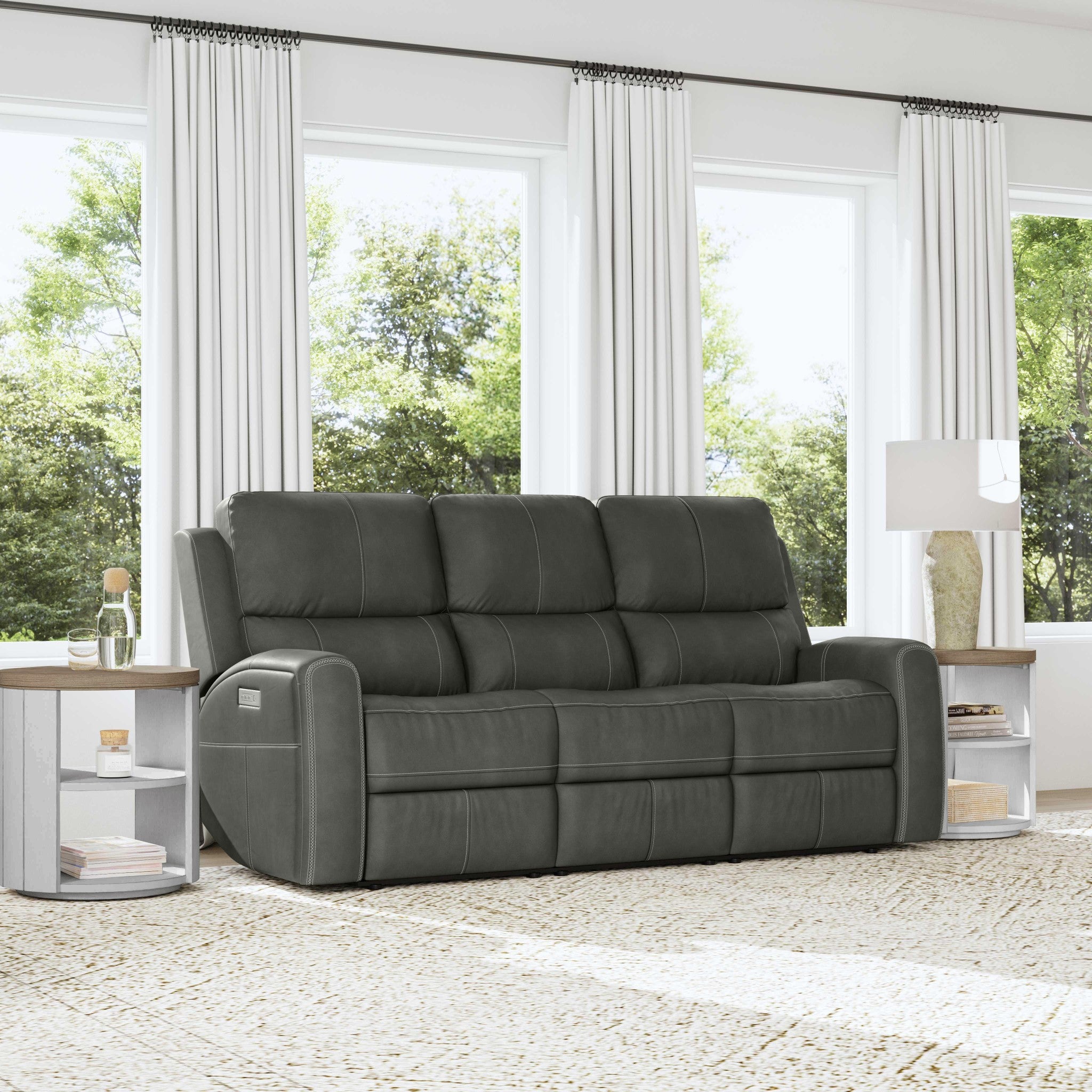 Linden Leather Power Reclining Sofa with Power Headrests & Lumbar