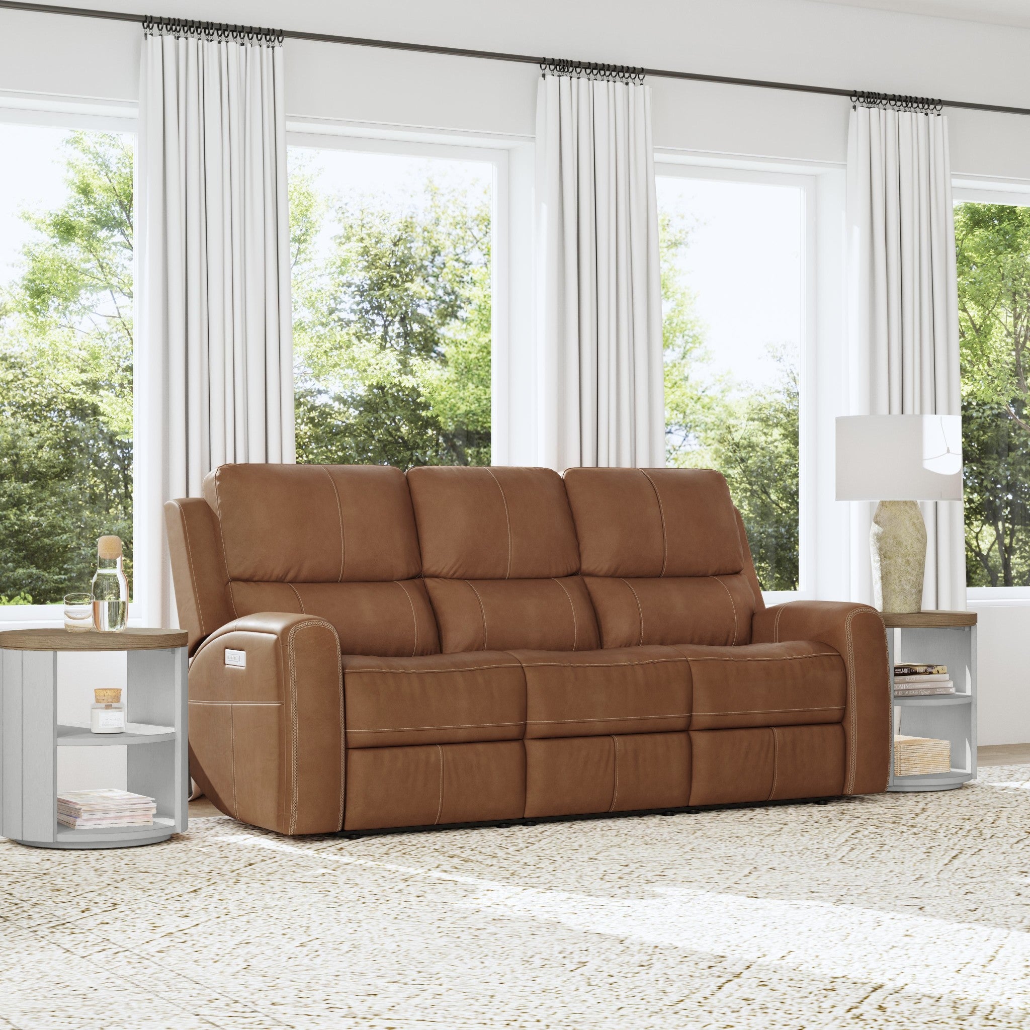 Linden Leather Power Reclining Sofa with Power Headrests & Lumbar