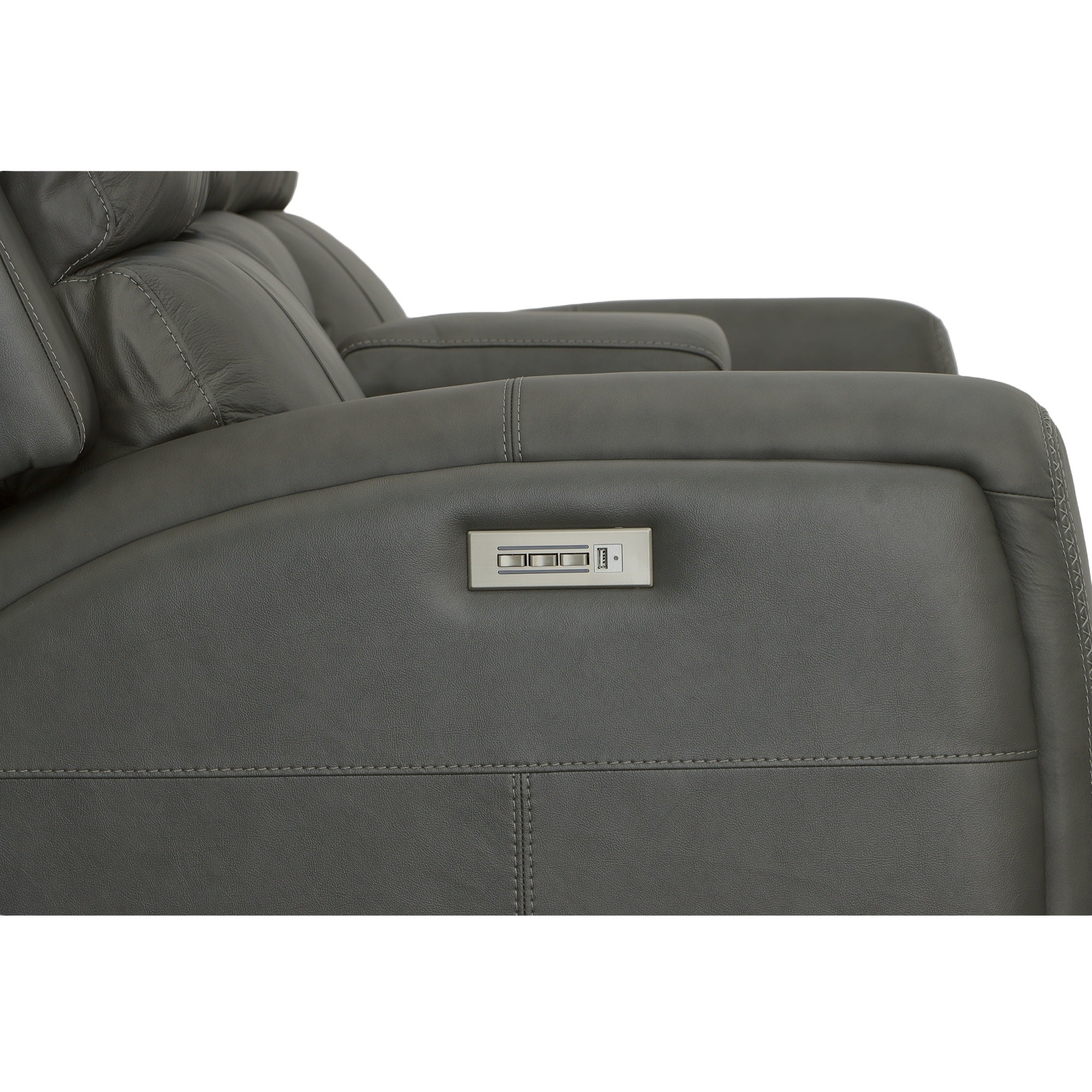 Linden Leather Power Reclining Loveseat with Console & Power Headrests & Lumbar