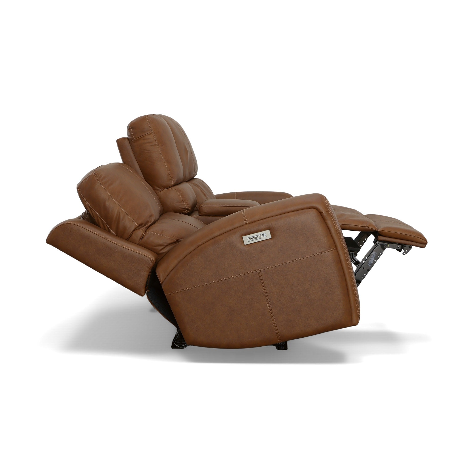 Linden Leather Power Reclining Loveseat with Console & Power Headrests & Lumbar