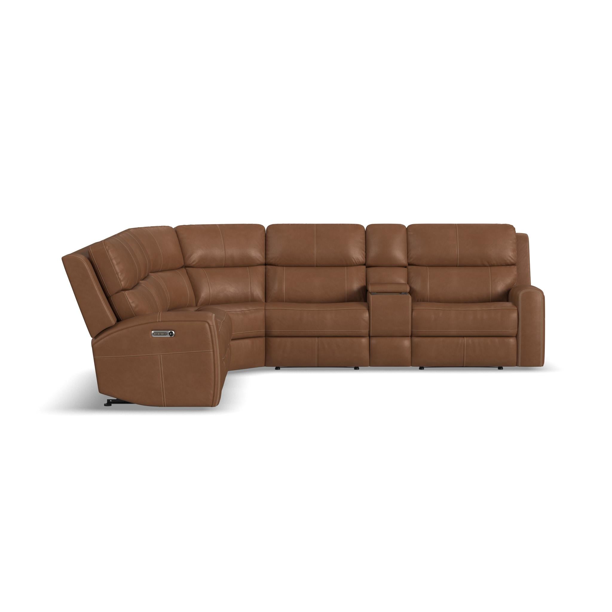 Linden Leather Power Reclining Sectional with Power Headrests & Lumbar