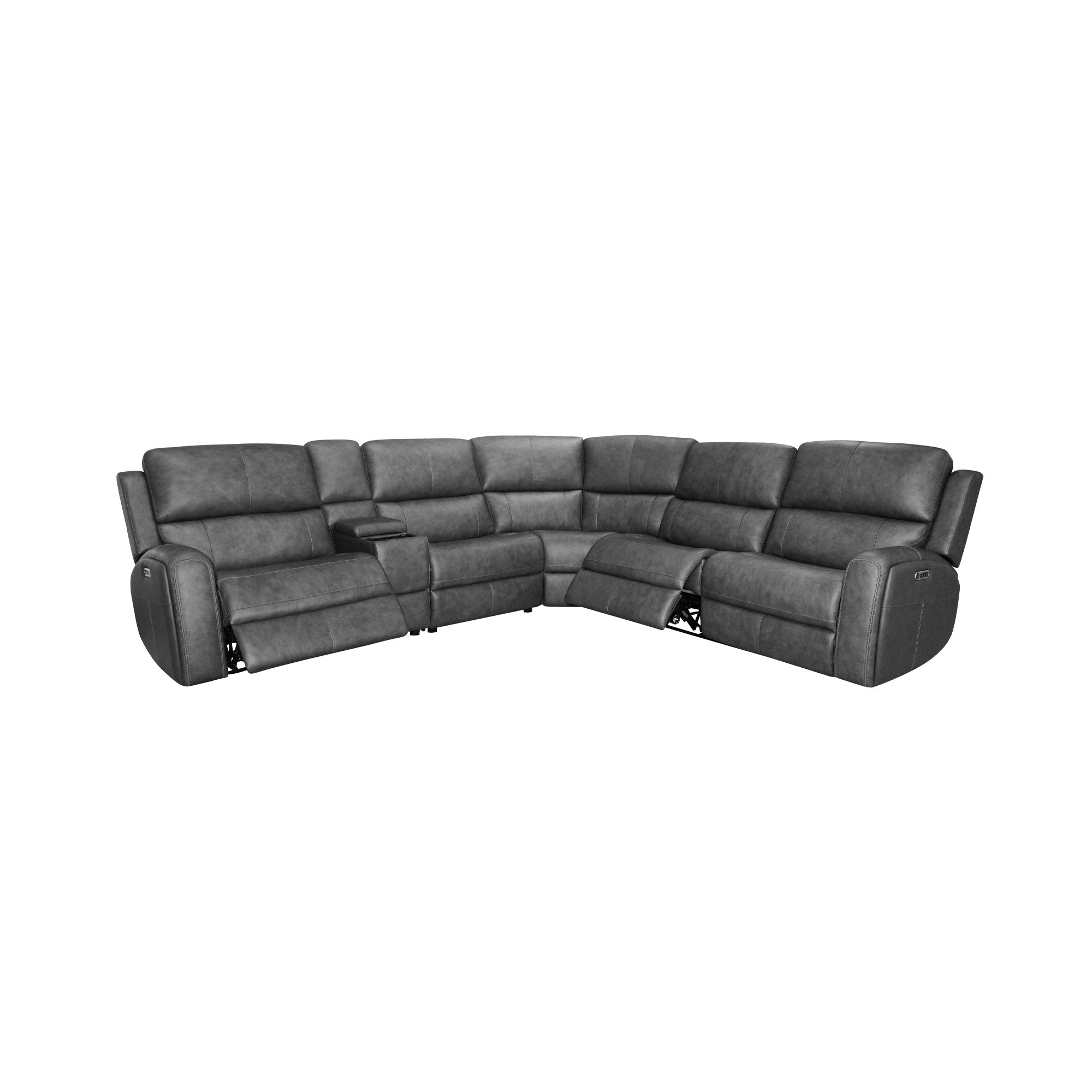 Linden Leather Power Reclining Sectional with Power Headrests & Lumbar