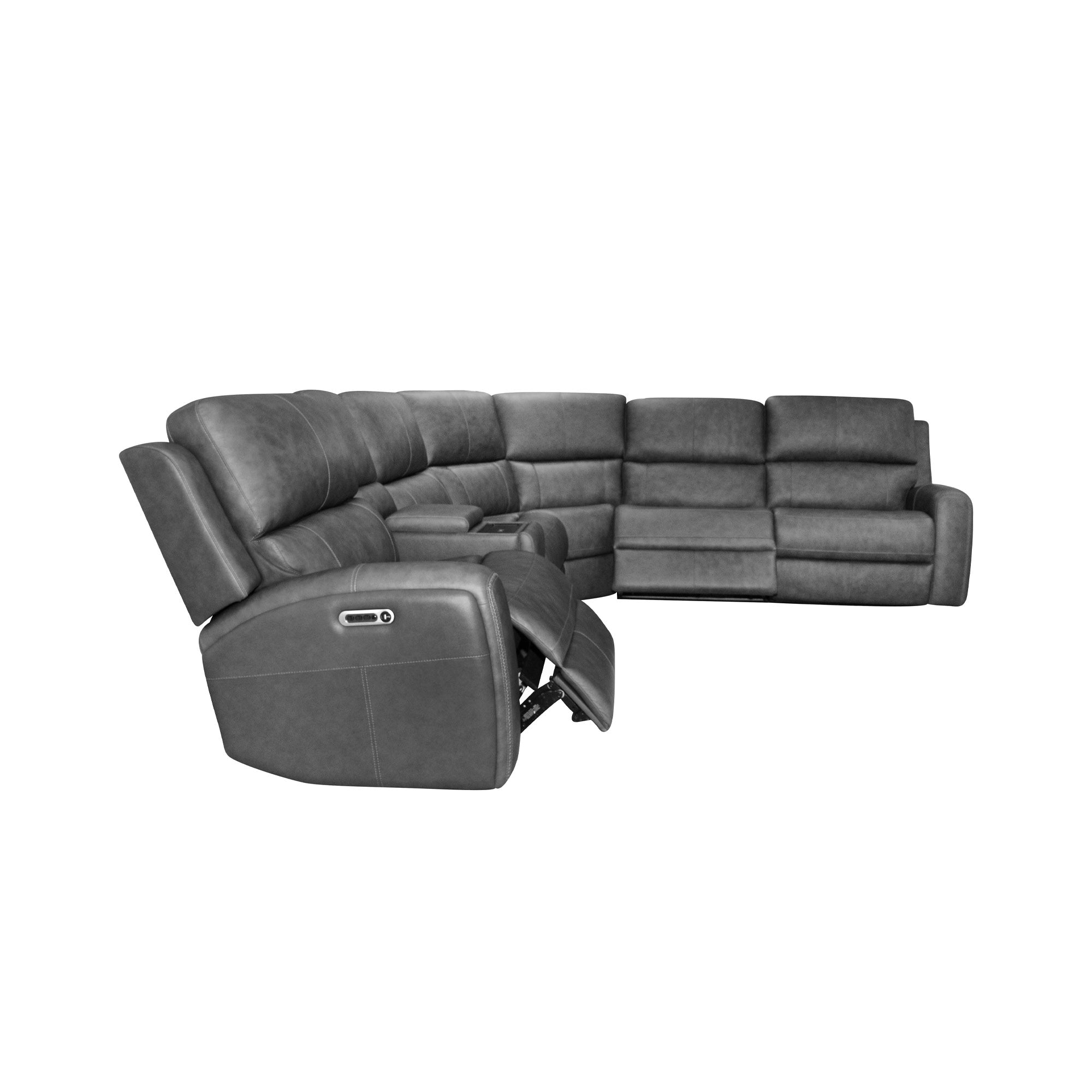 Linden Leather Power Reclining Sectional with Power Headrests & Lumbar