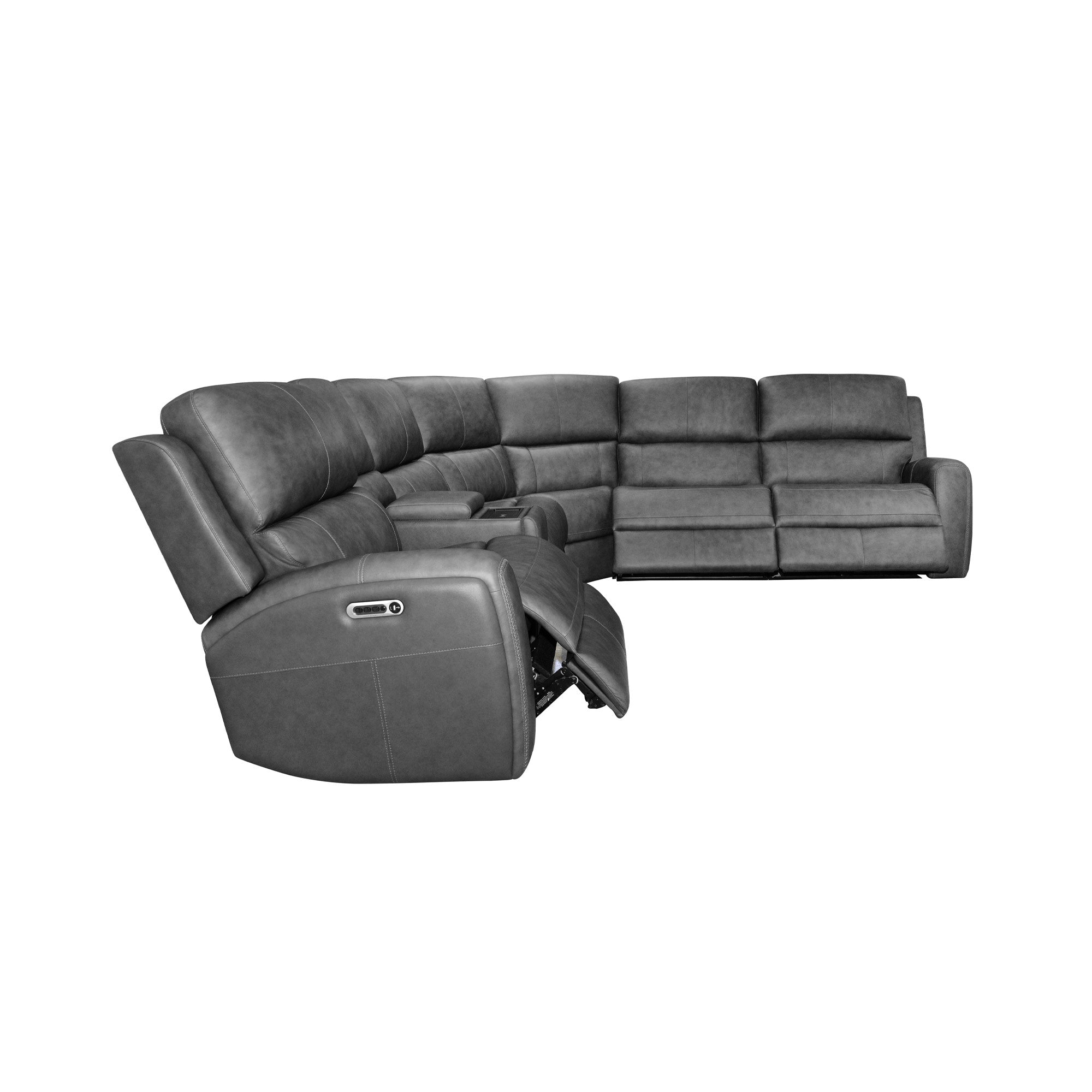 Linden Leather Power Reclining Sectional with Power Headrests & Lumbar