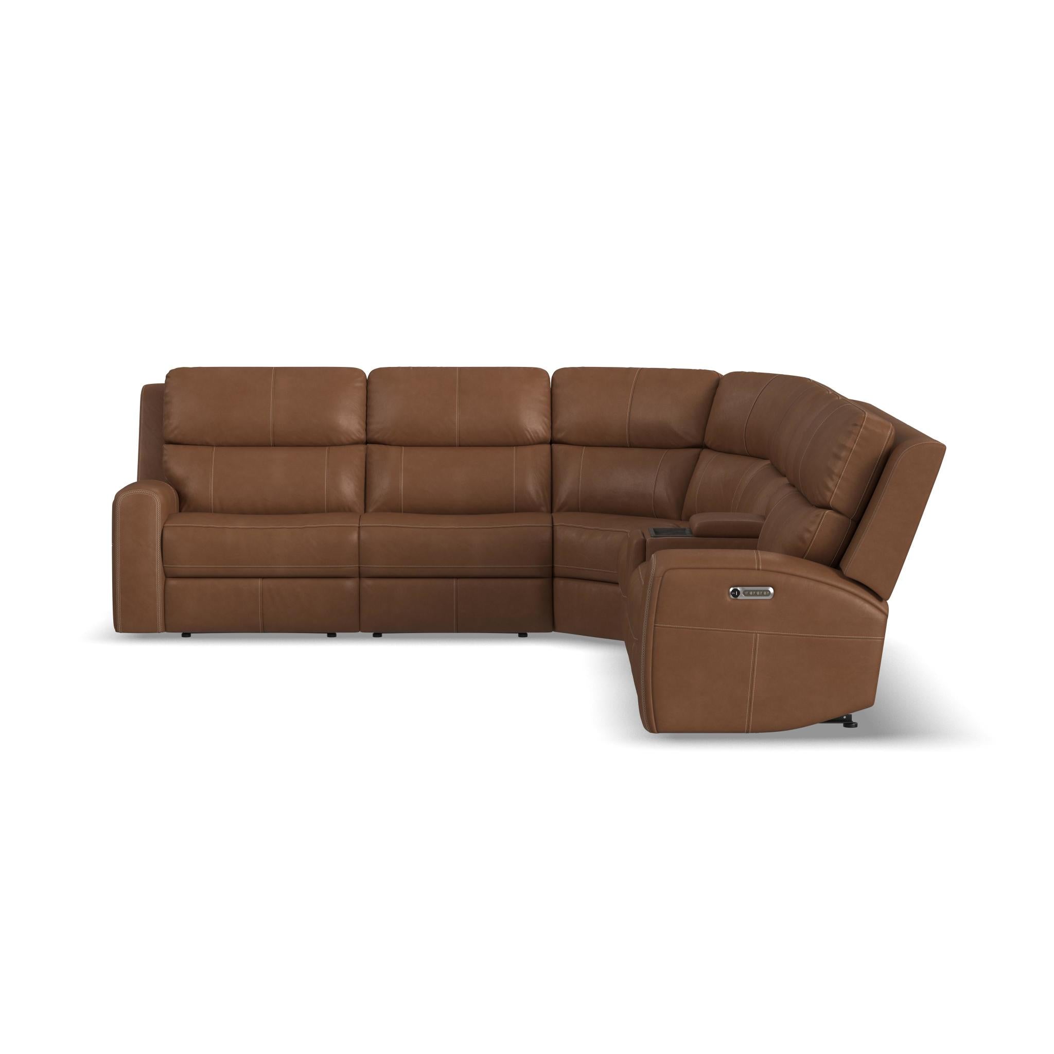 Linden Leather Power Reclining Sectional with Power Headrests & Lumbar