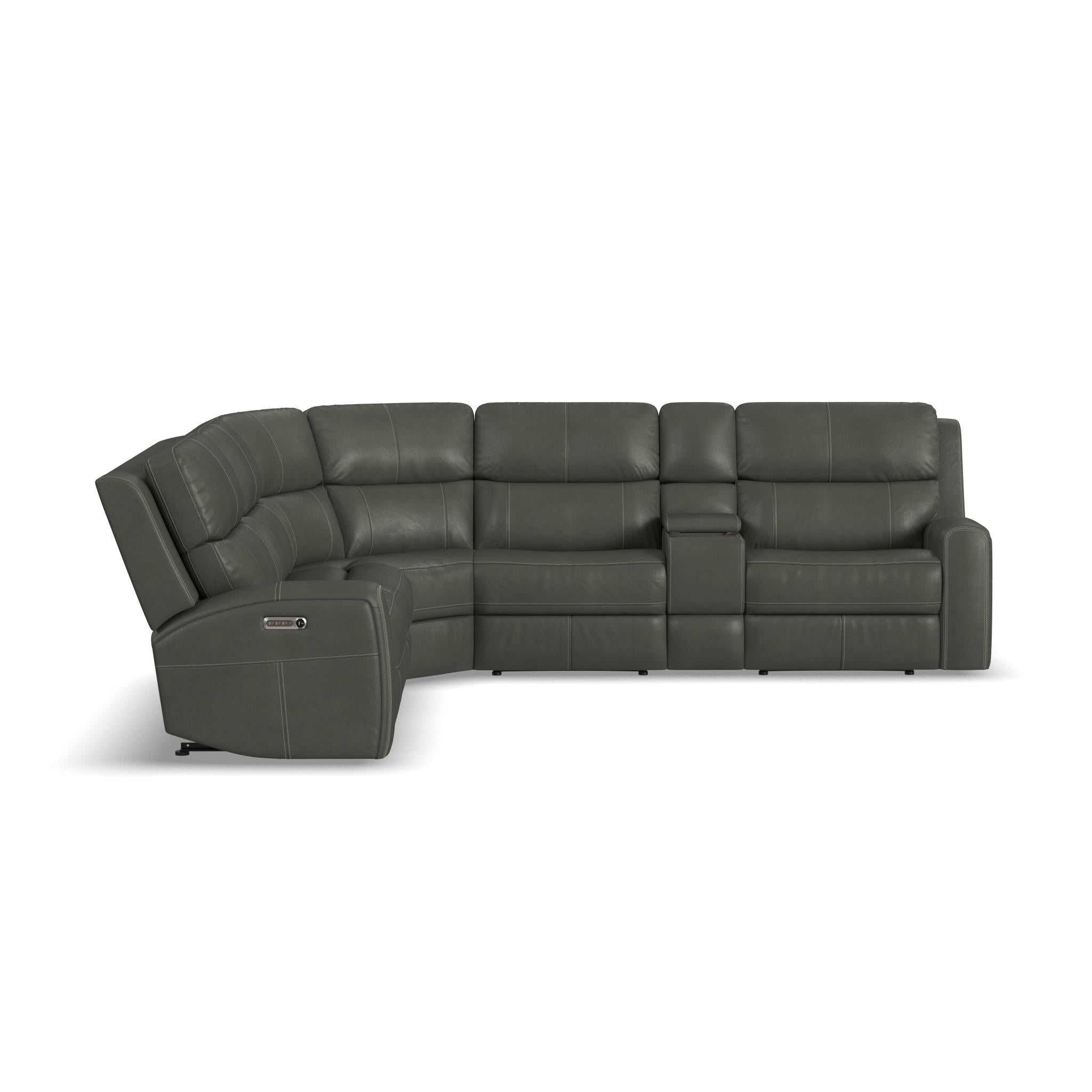 Linden Leather Power Reclining Sectional with Power Headrests & Lumbar