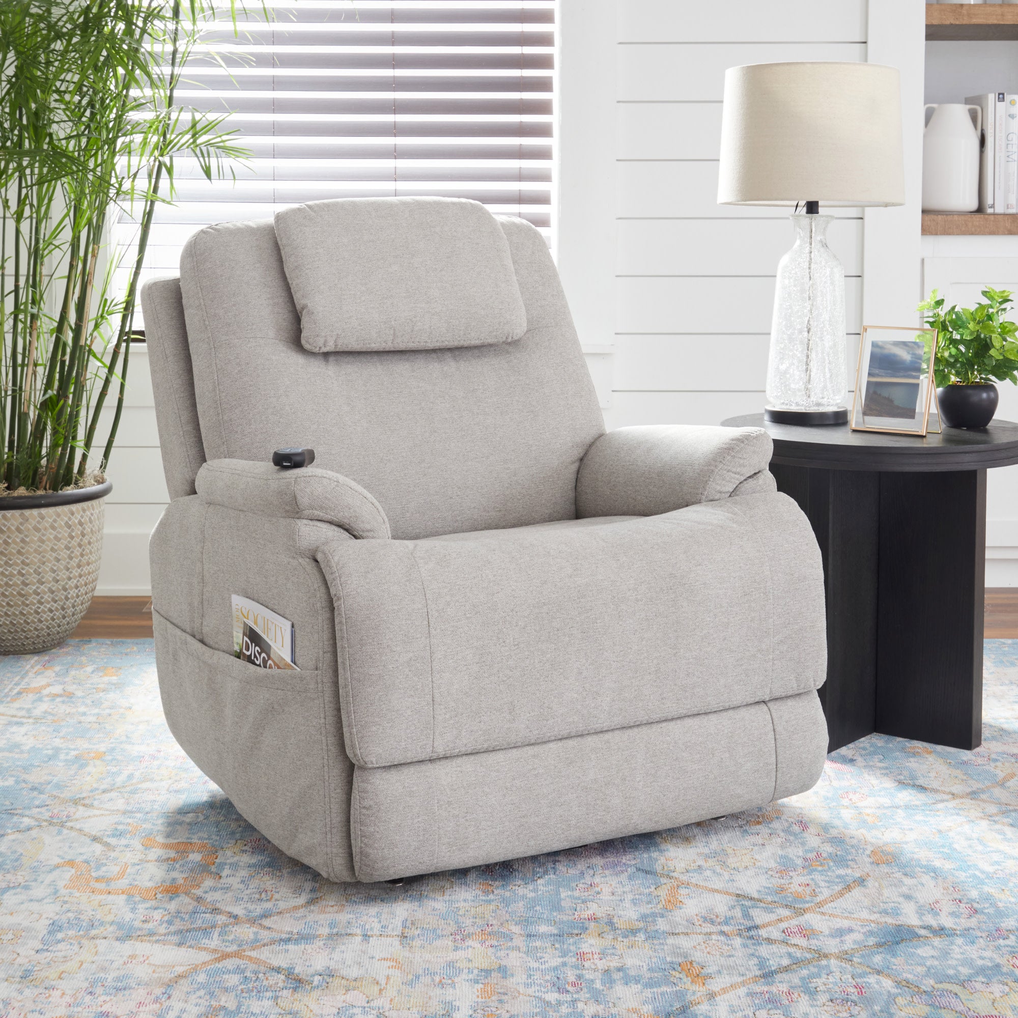 Zecliner Model 2 Petite Dove Fabric Power Lift Recliner with Power Headrest & Lumbar